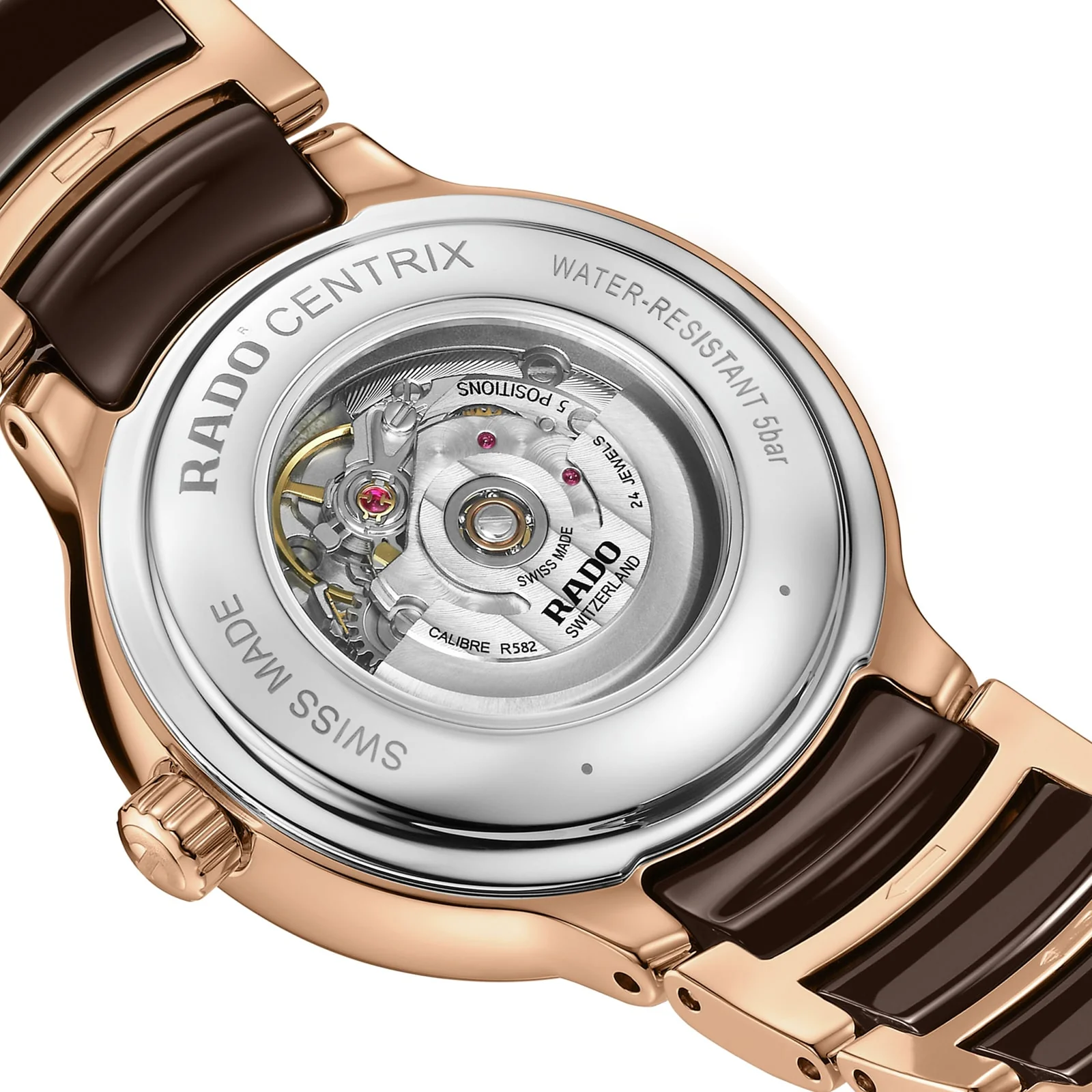 Centrix Automatic Diamonds | 30.5mm, Two-Tone Steel & PVD Rose Gold, Ceramic & Steel PVD Rose Gold, Diamond Brown Dial - Image 4