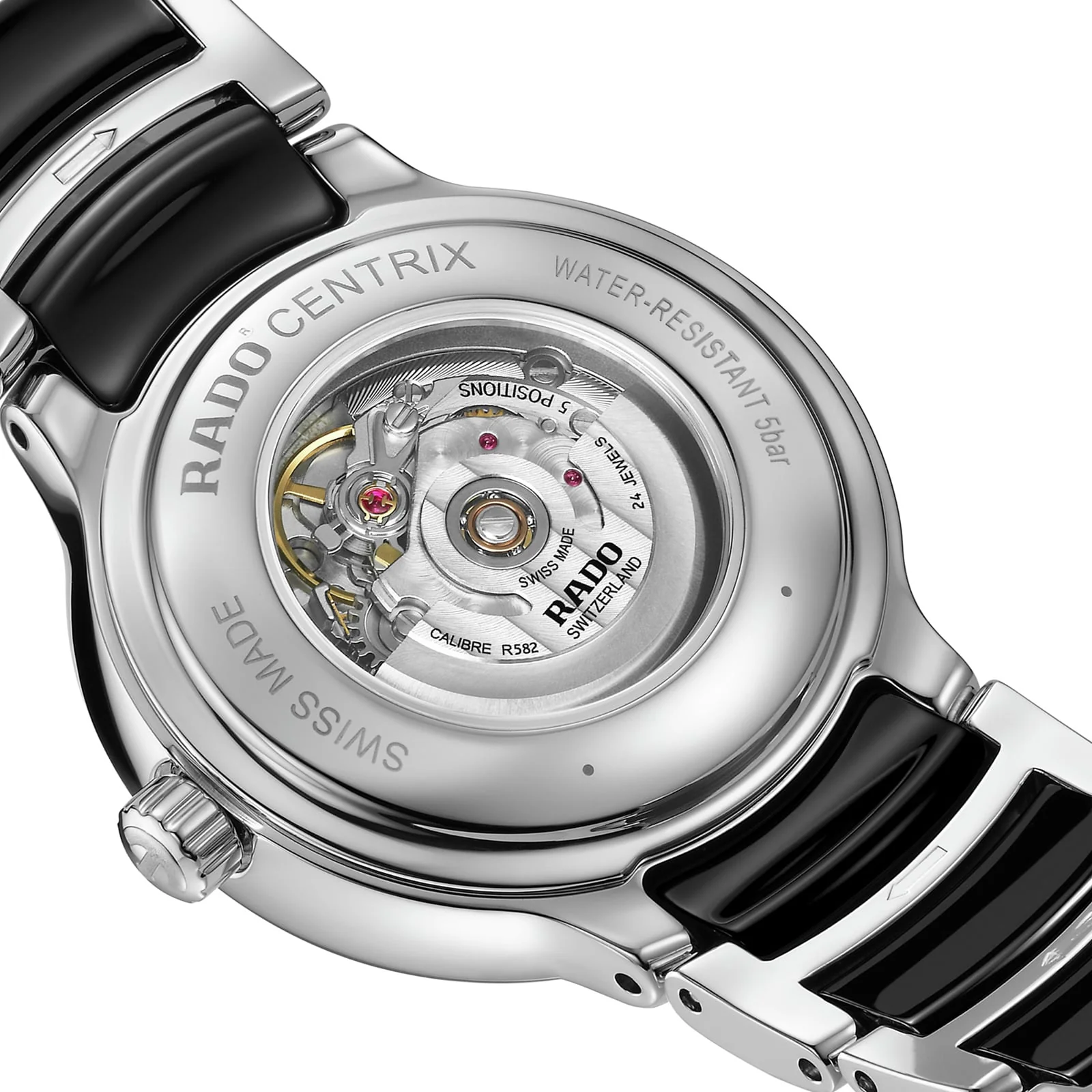 Centrix Automatic Diamonds | 30.5mm, Two-Tone Steel & PVD Black, Ceramic & Steel, Diamond Black Dial - Image 4