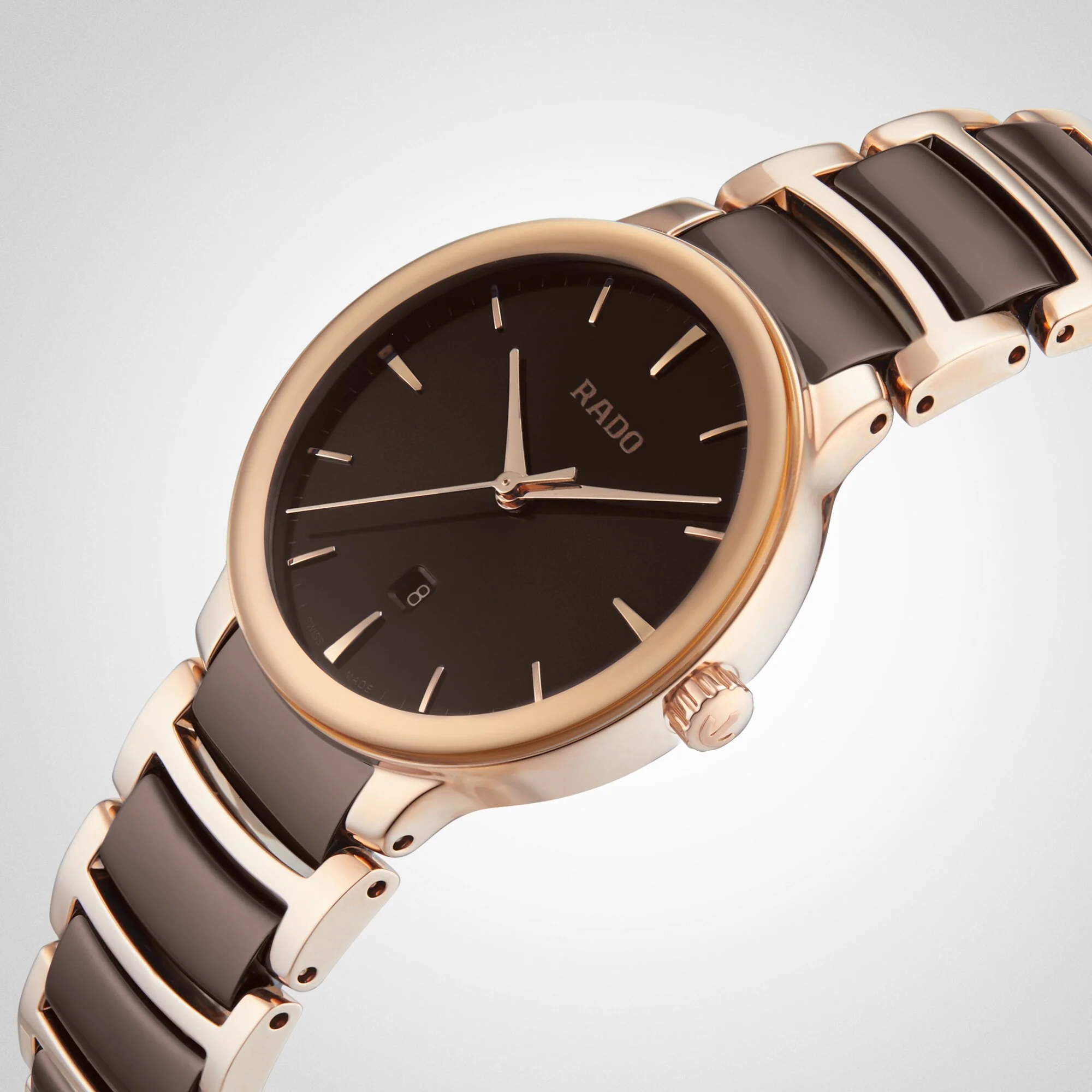 Centrix | 30.5mm, Steel, Ceramic & Steel PVD Rose Gold, Brown Dial - Image 6