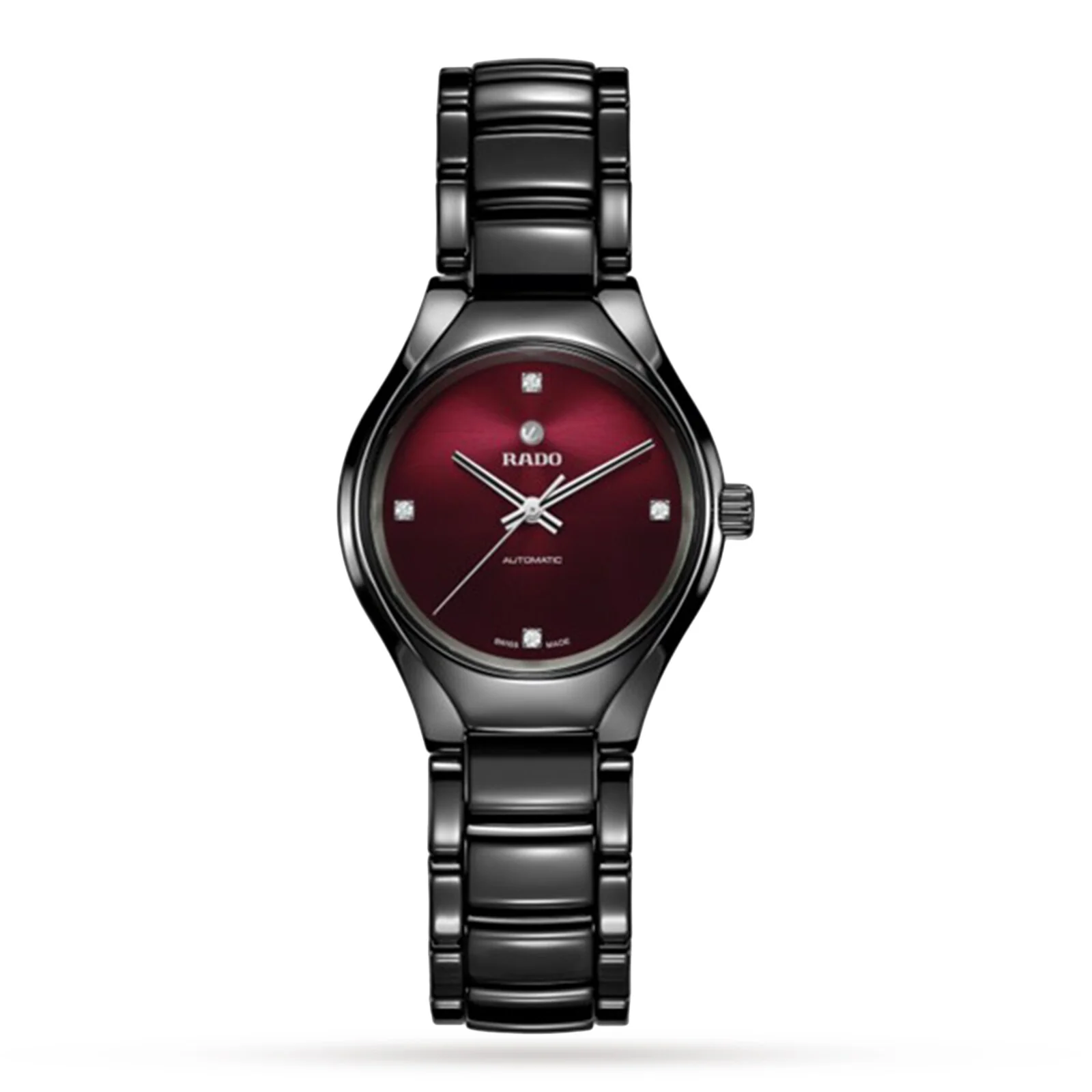 True Round Automatic Diamonds | 30mm, Ceramic, Diamond Red Dial