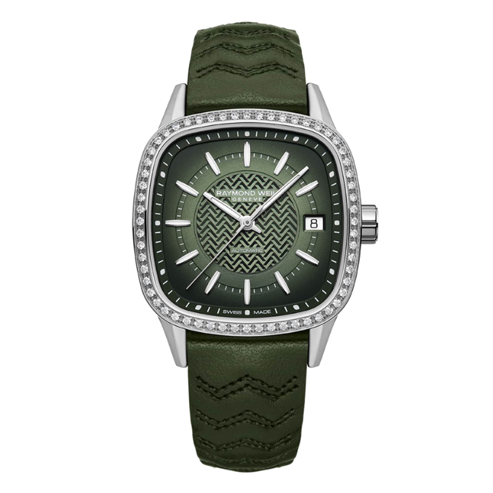 Freelancer Automatic 60 Diamonds Green Dial | 34.5mm, Steel, Leather, Green Dial