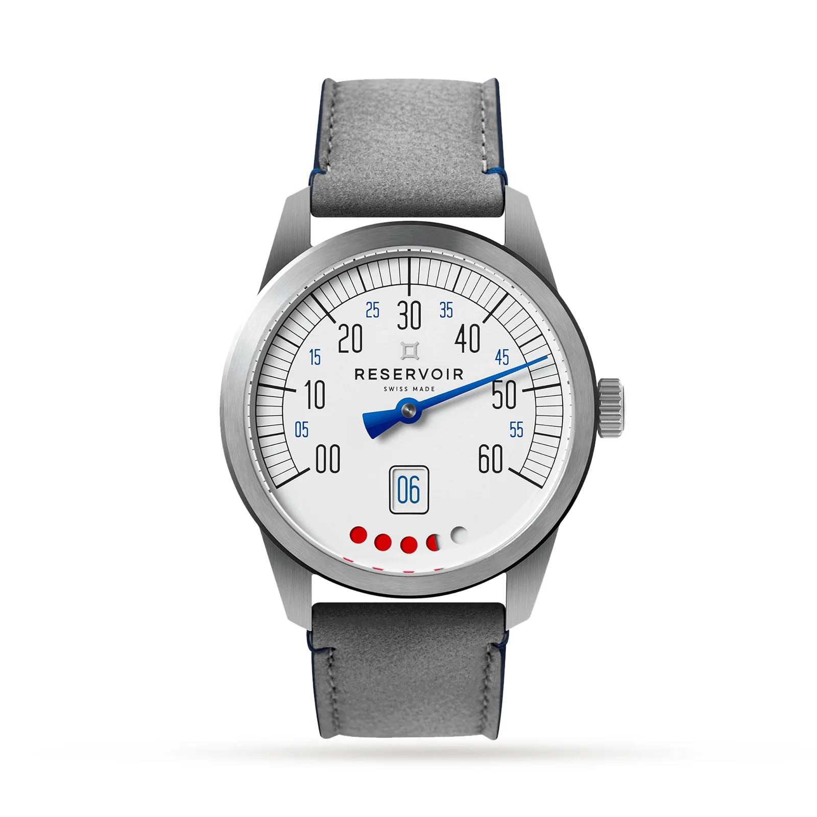 Tiefenmesser | 43mm, Steel, Leather, White Dial