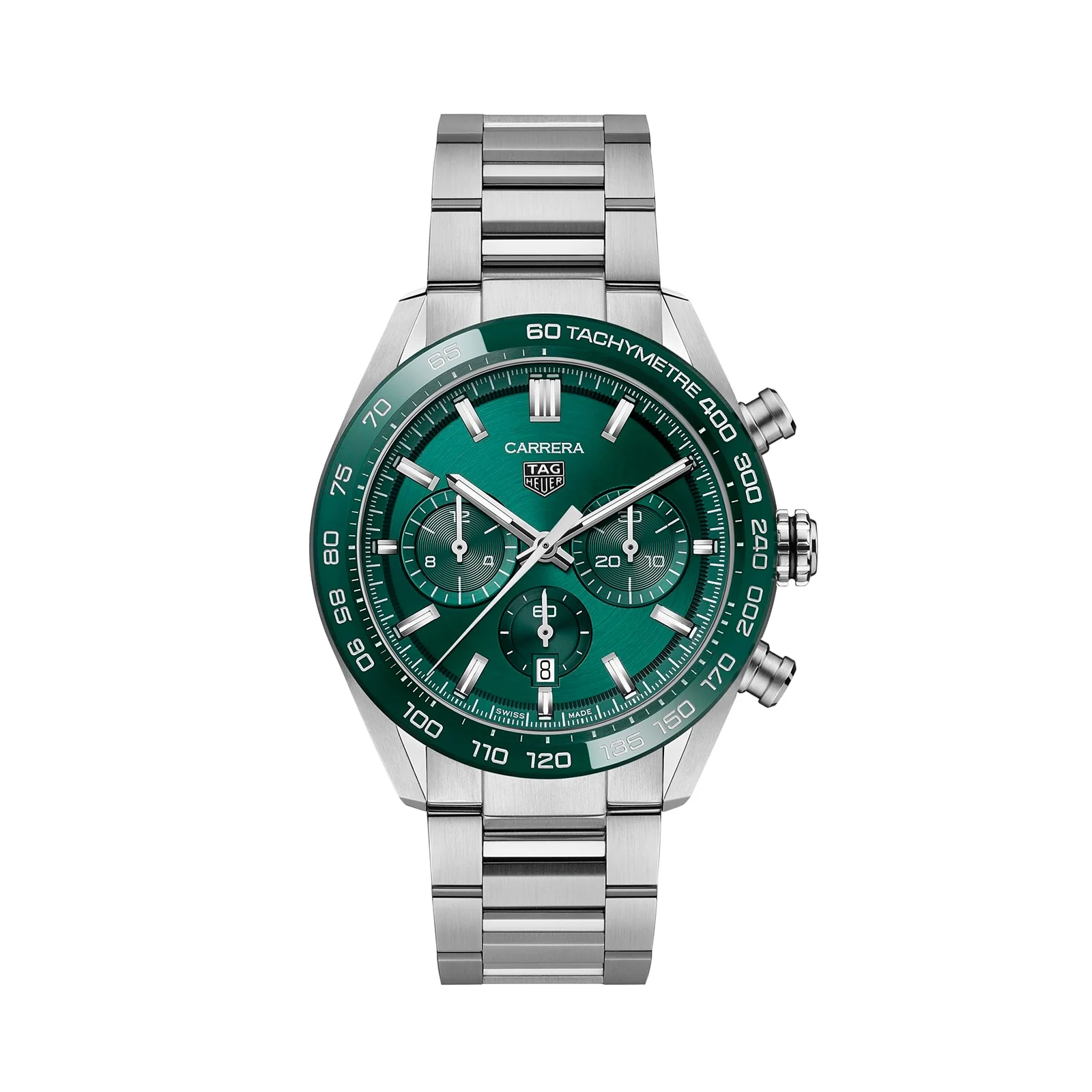 Carrera Chronograph | 44mm, Ceramic & Steel, Steel, Green Dial
