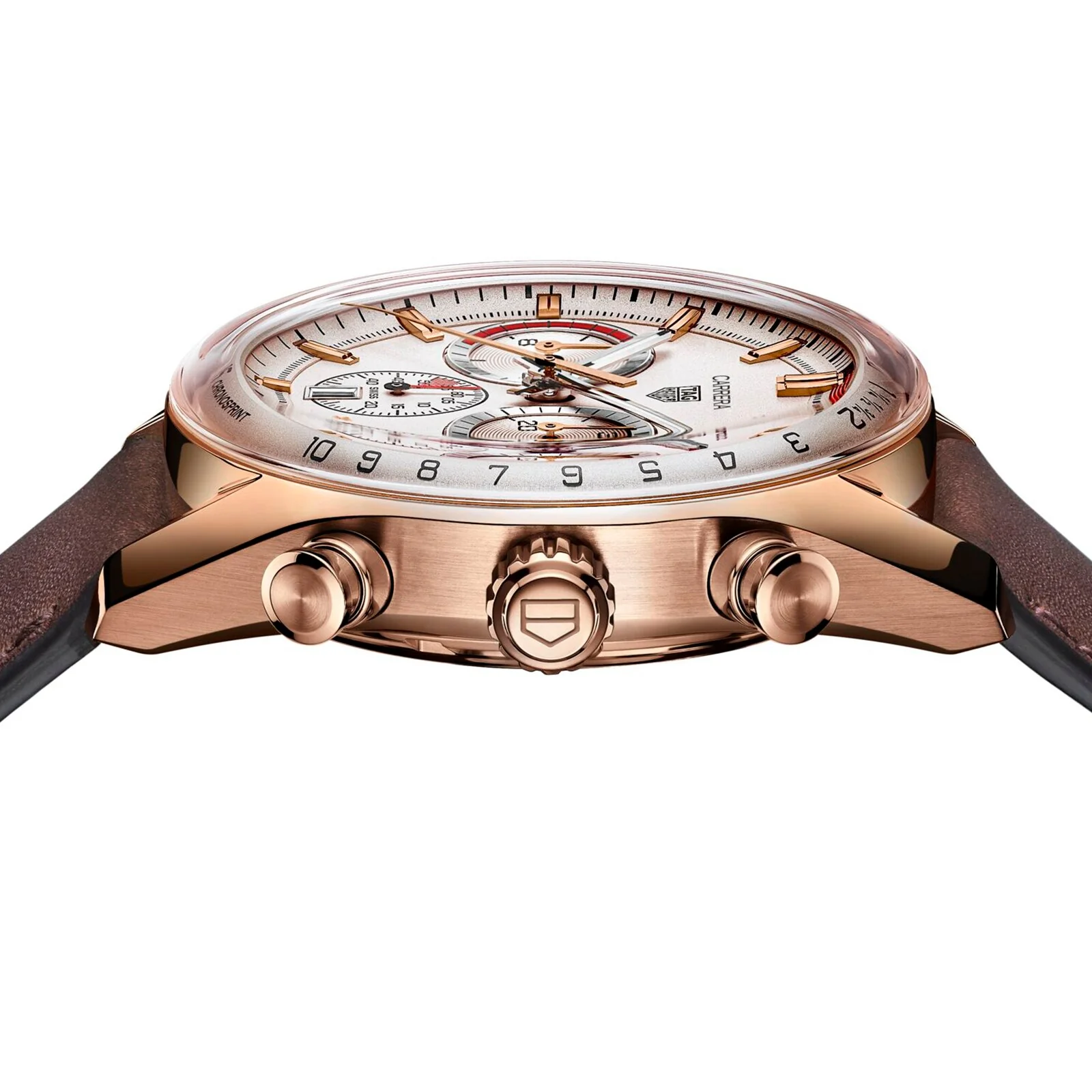 Special Edition Carrera Chronosprint x Porsche | 42mm, 18K Rose Gold, Leather, Silver Dial - Image 3