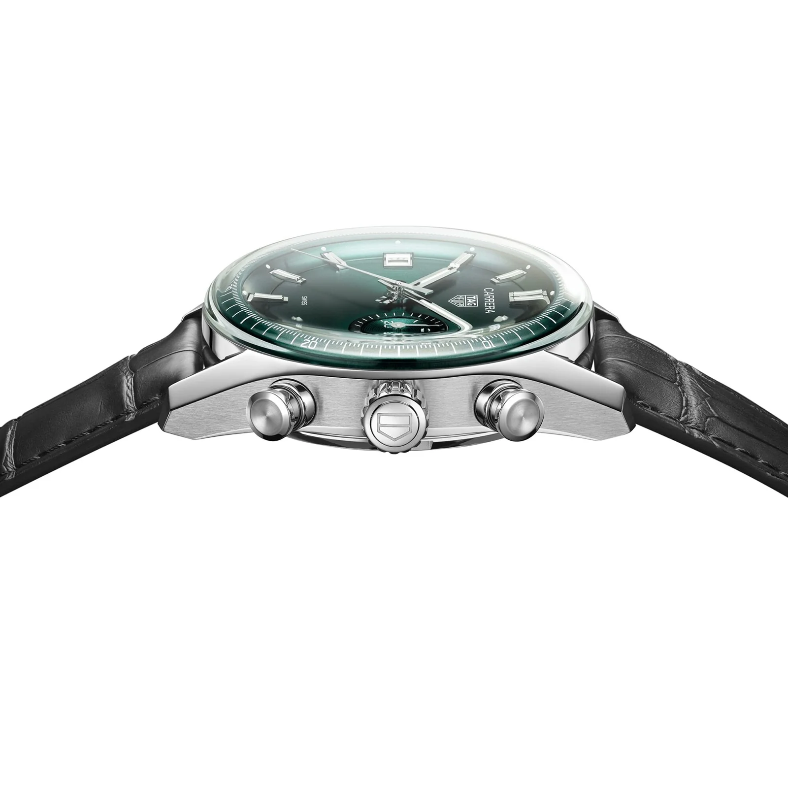 Carrera Chronograph | 39mm, Steel, Alligator Leather, Green Dial - Image 4