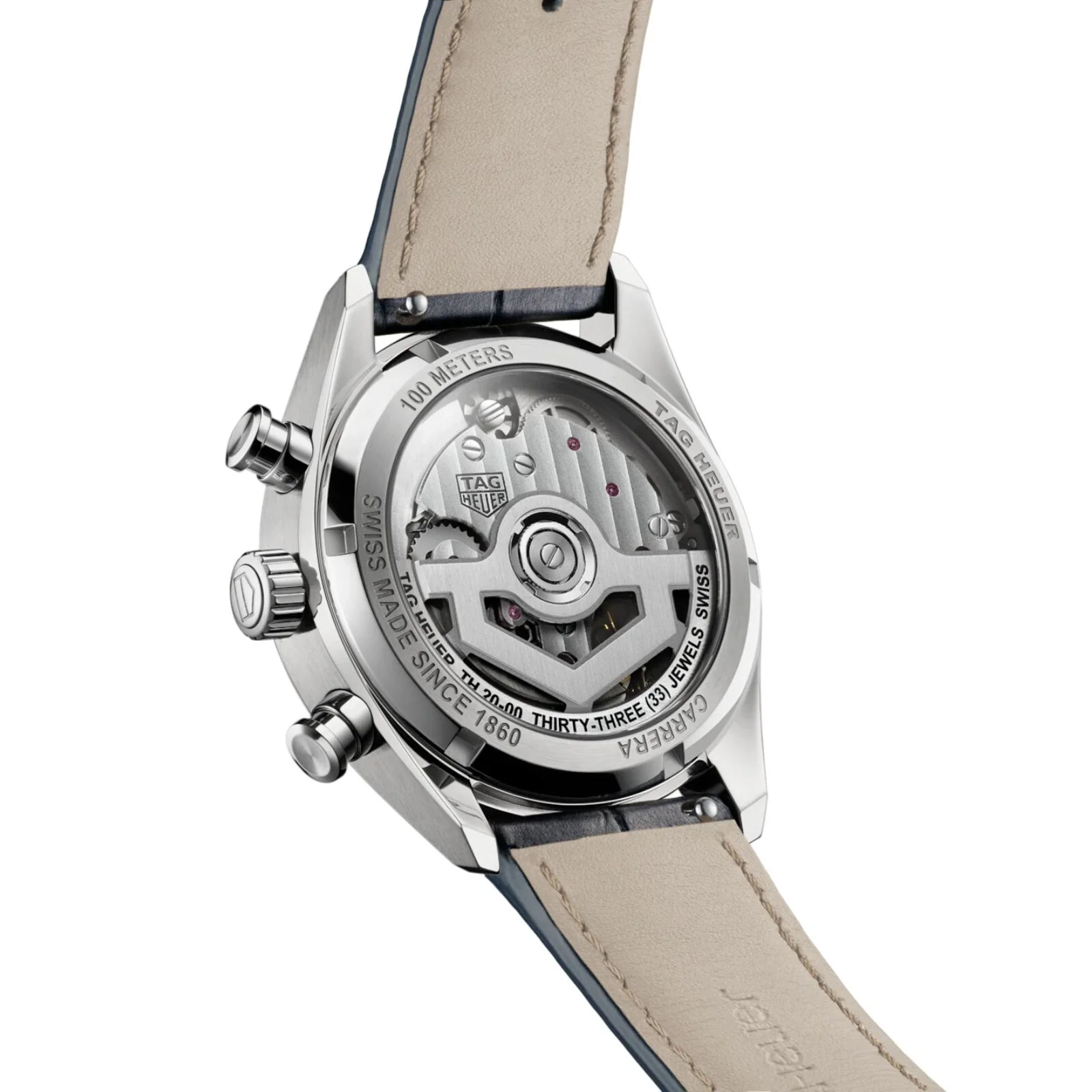 Carrera Chronograph | 39mm, Steel, Leather, Diamond Blue Dial - Image 3