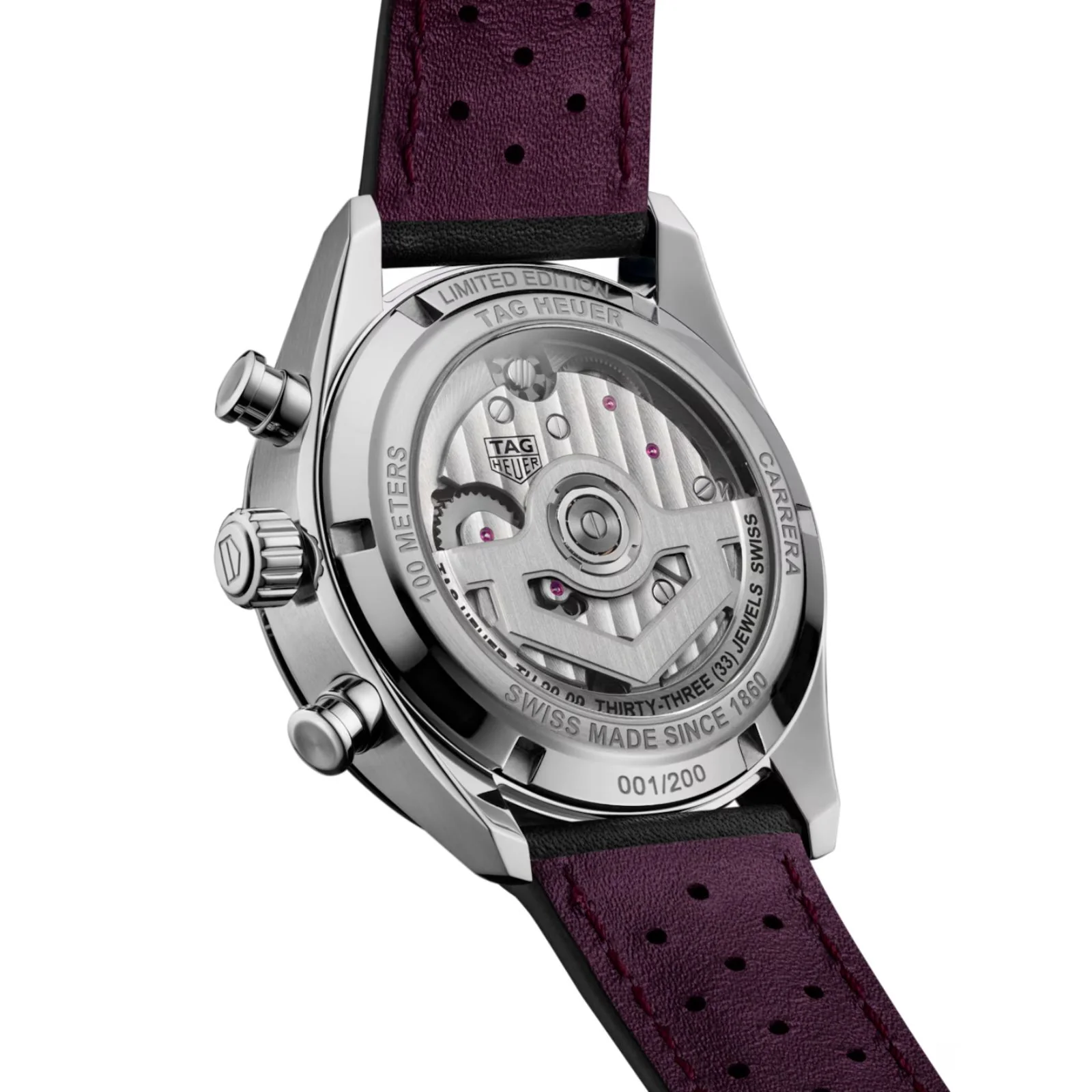 Carrera Chronograph Tourbillon Limited Edition | 42mm, Steel, Leather, Purple Dial - Image 3