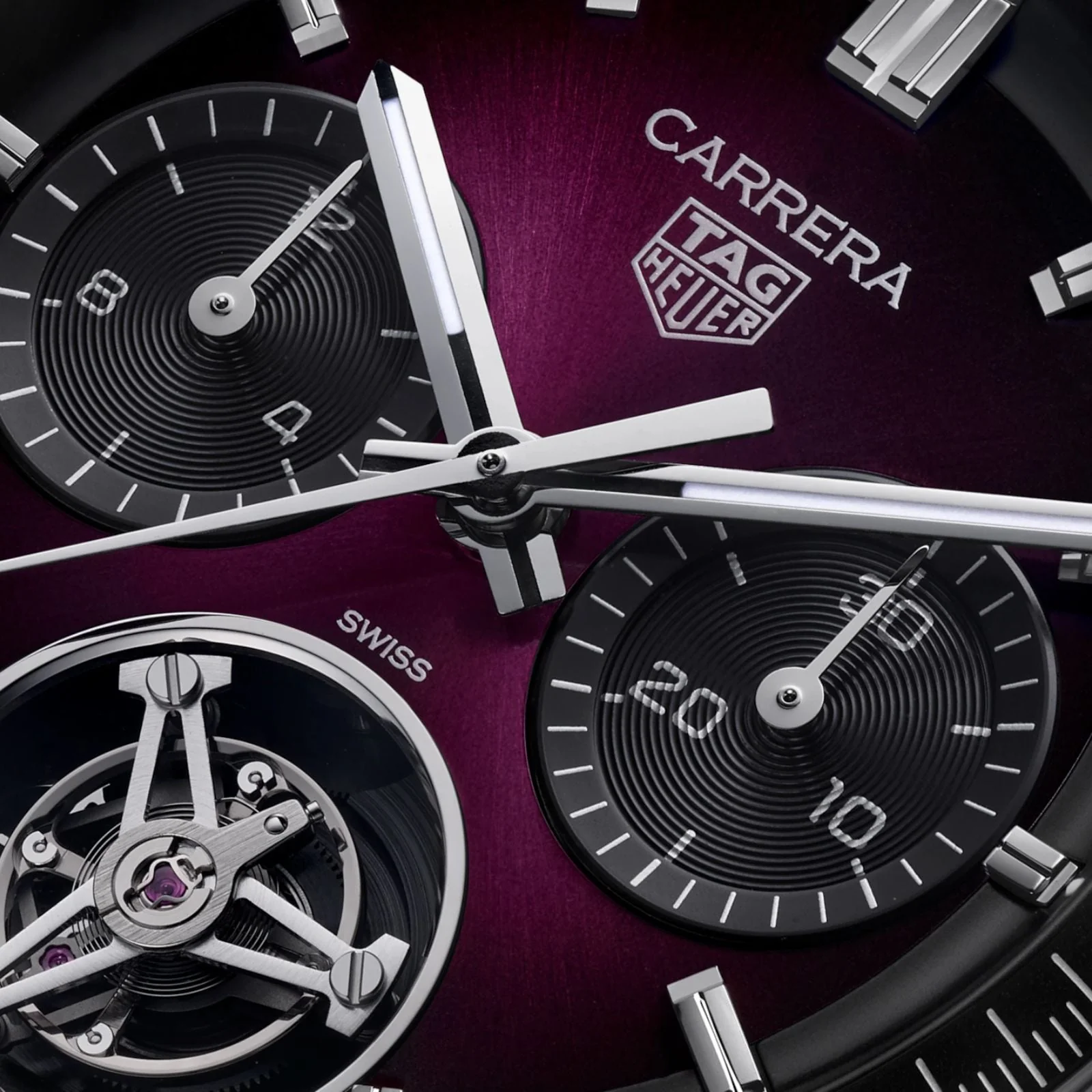 Carrera Chronograph Tourbillon Limited Edition | 42mm, Steel, Leather, Purple Dial - Image 5