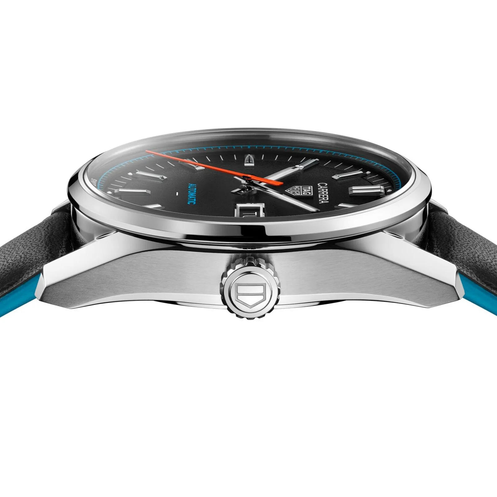 Carrera Day Day-Date | 41mm, Steel, Leather, Black Dial - Image 4