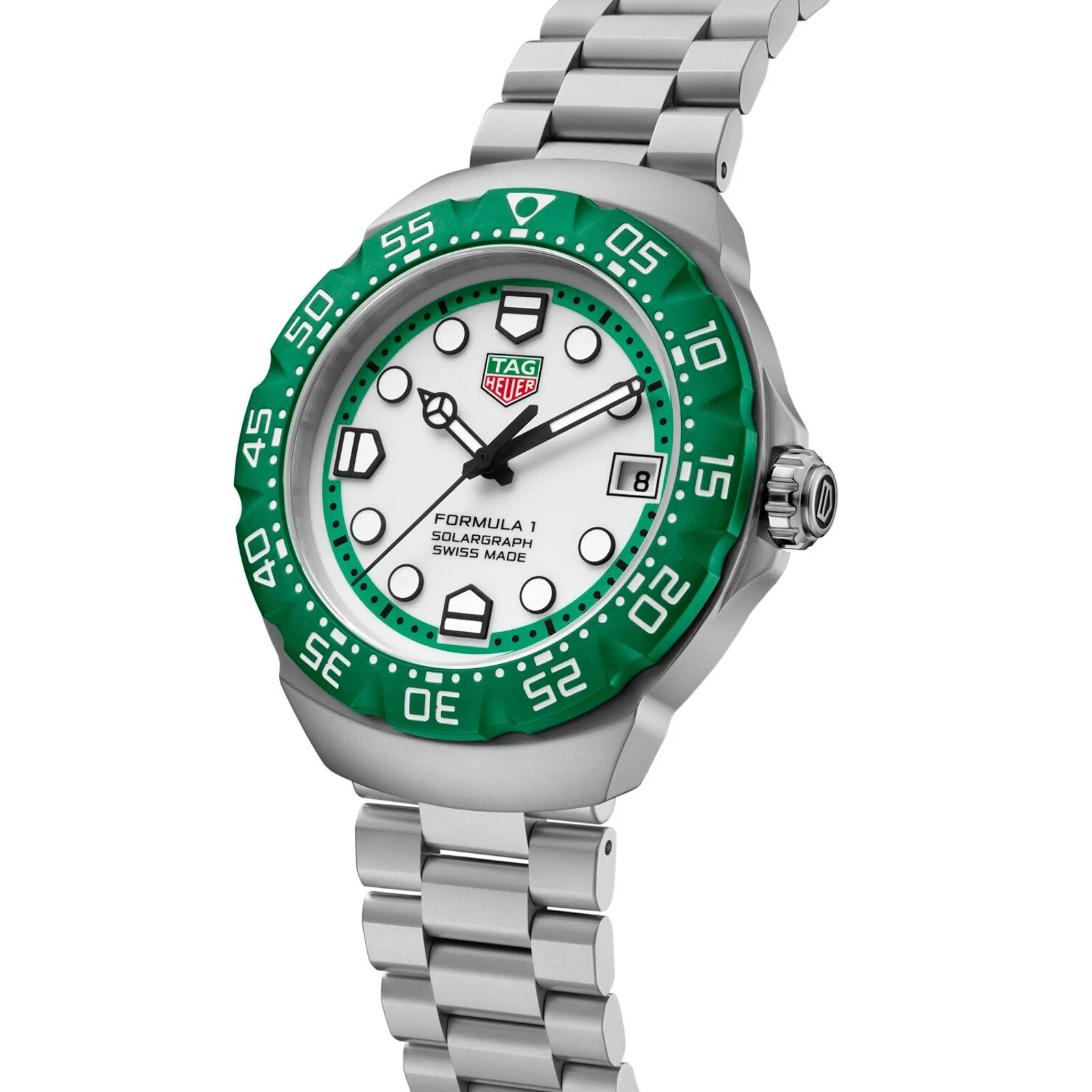 Formula 1 Solargraph | 38mm, Steel, White Dial, Green Bezel - Image 2