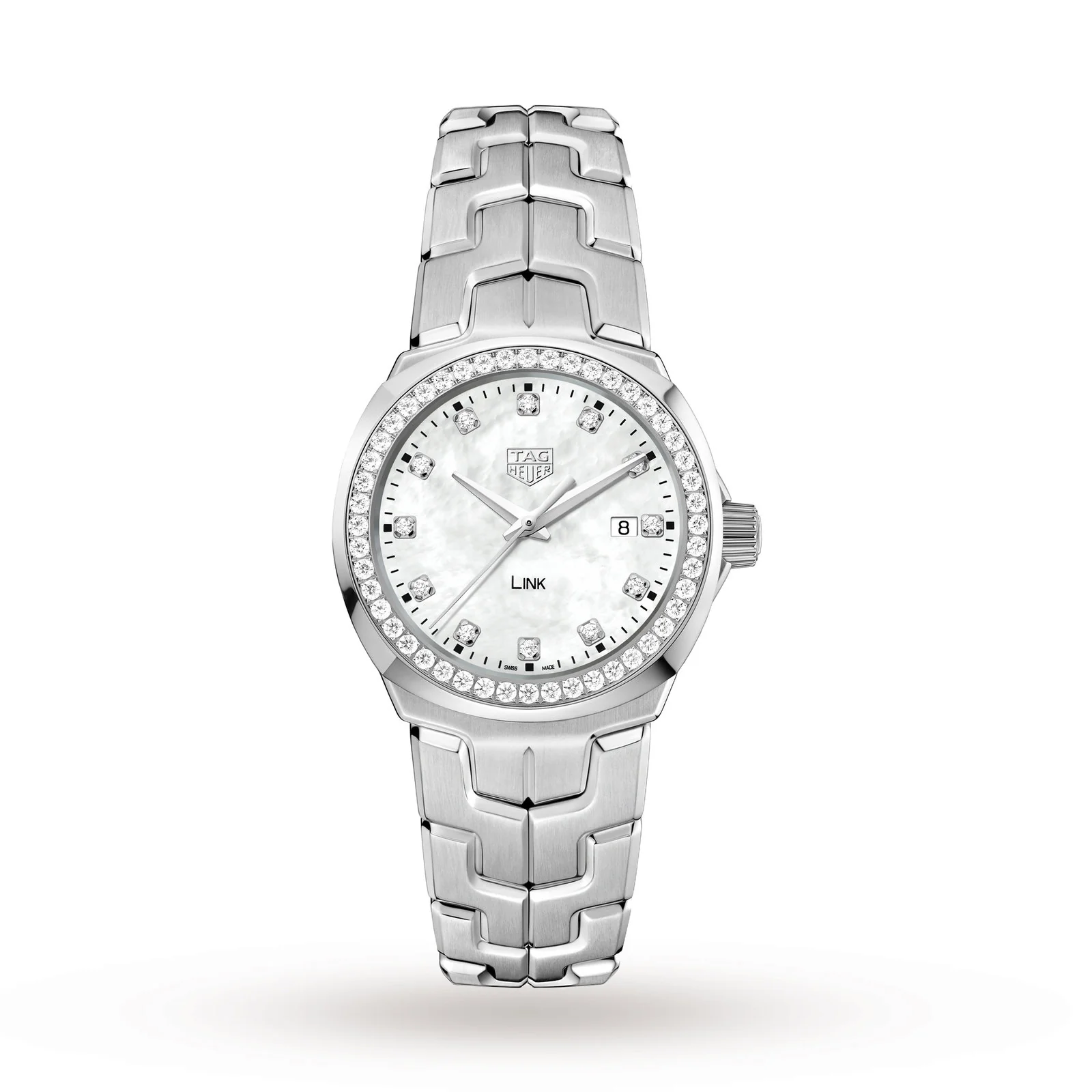 Link Date | 32mm, Steel, Diamond White Dial, Dots
