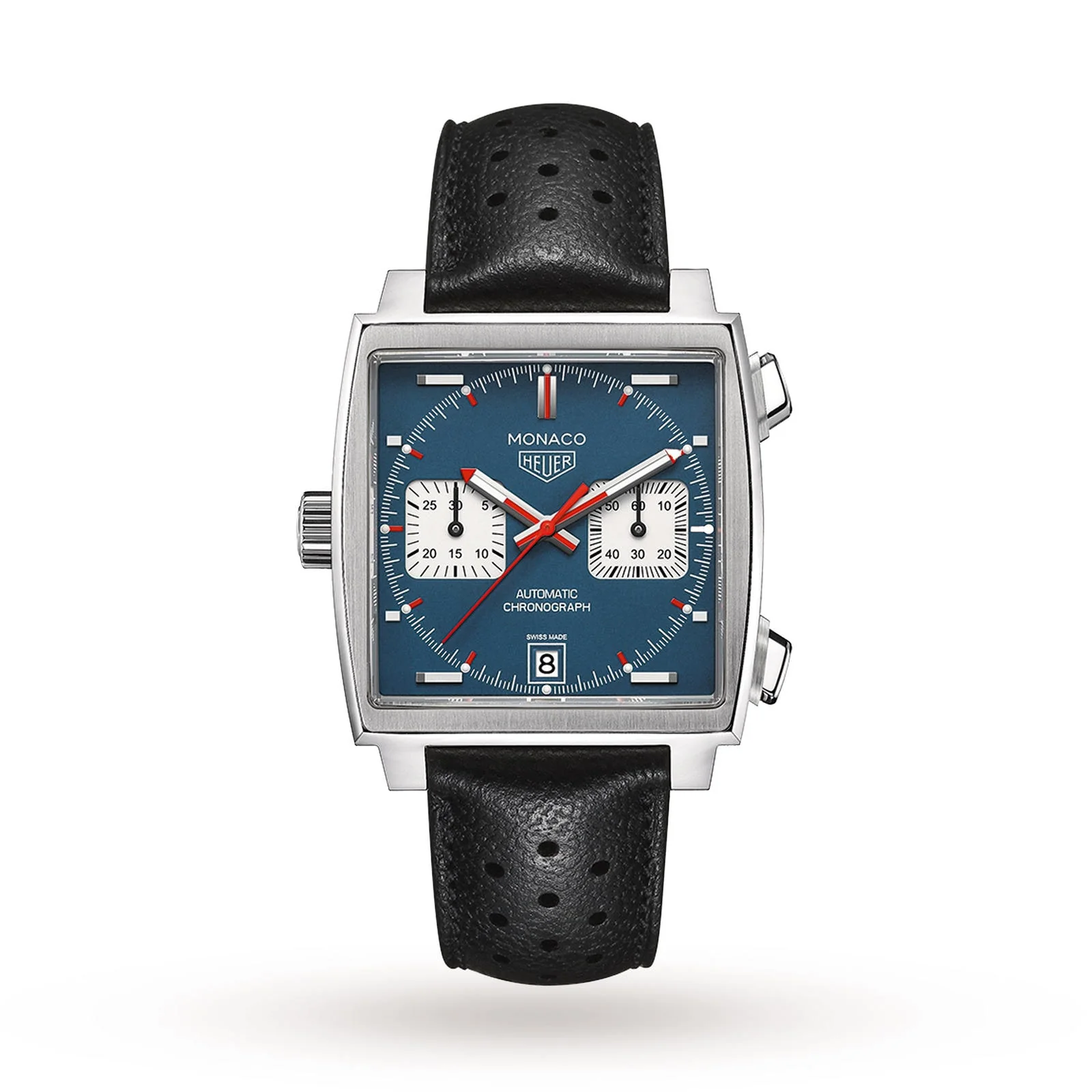 Monaco Chronograph | 39mm, Steel, Leather, Blue Dial