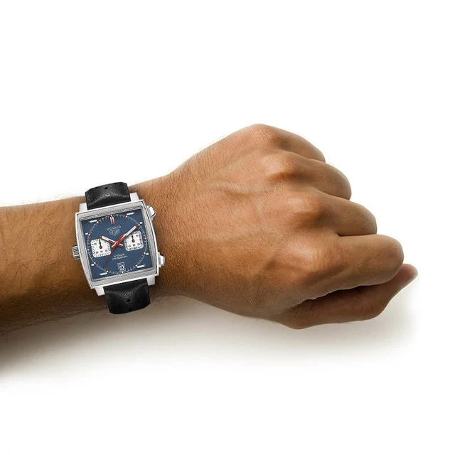 Monaco Chronograph | 39mm, Steel, Leather, Blue Dial - Image 2