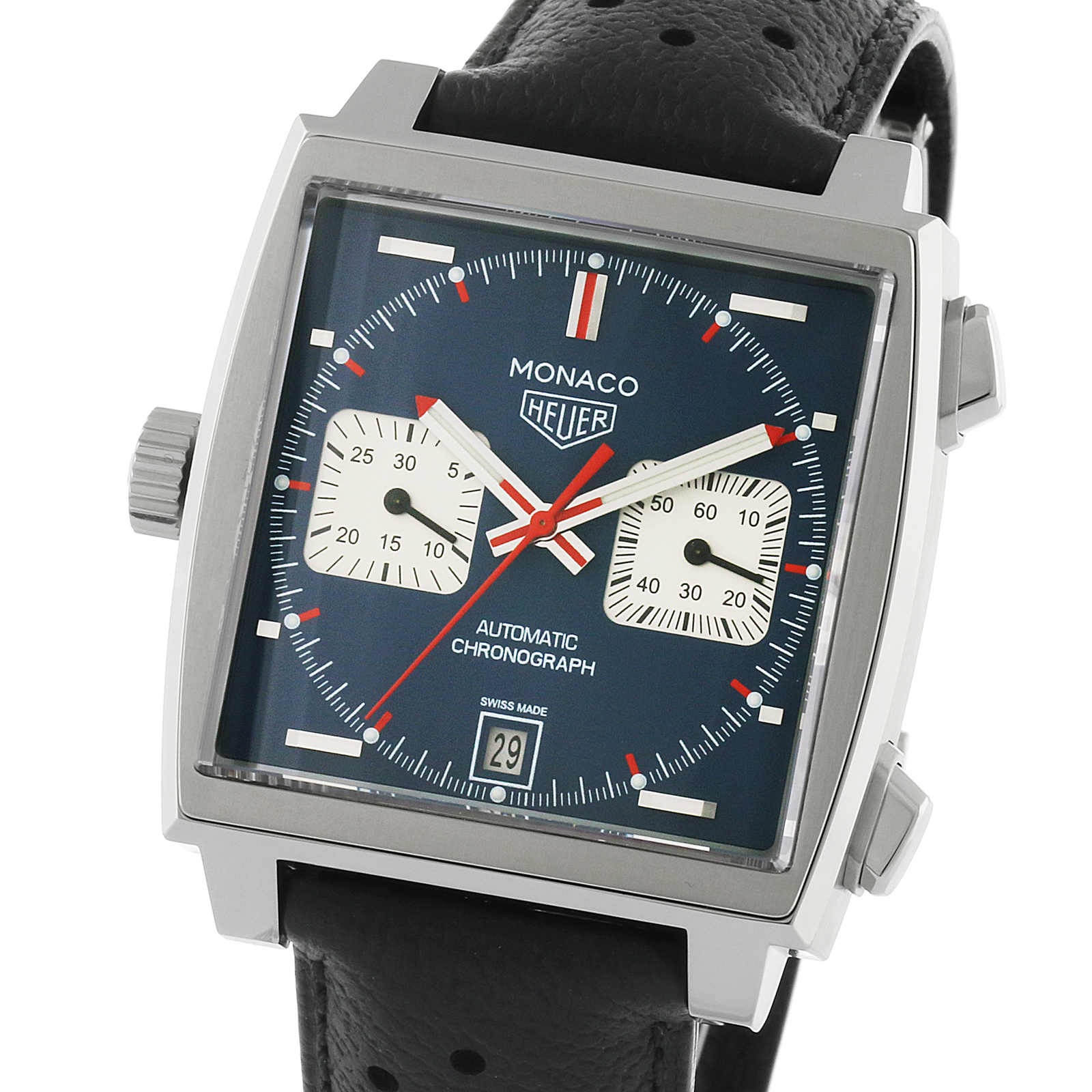 Monaco Chronograph | 39mm, Steel, Leather, Blue Dial - Image 4