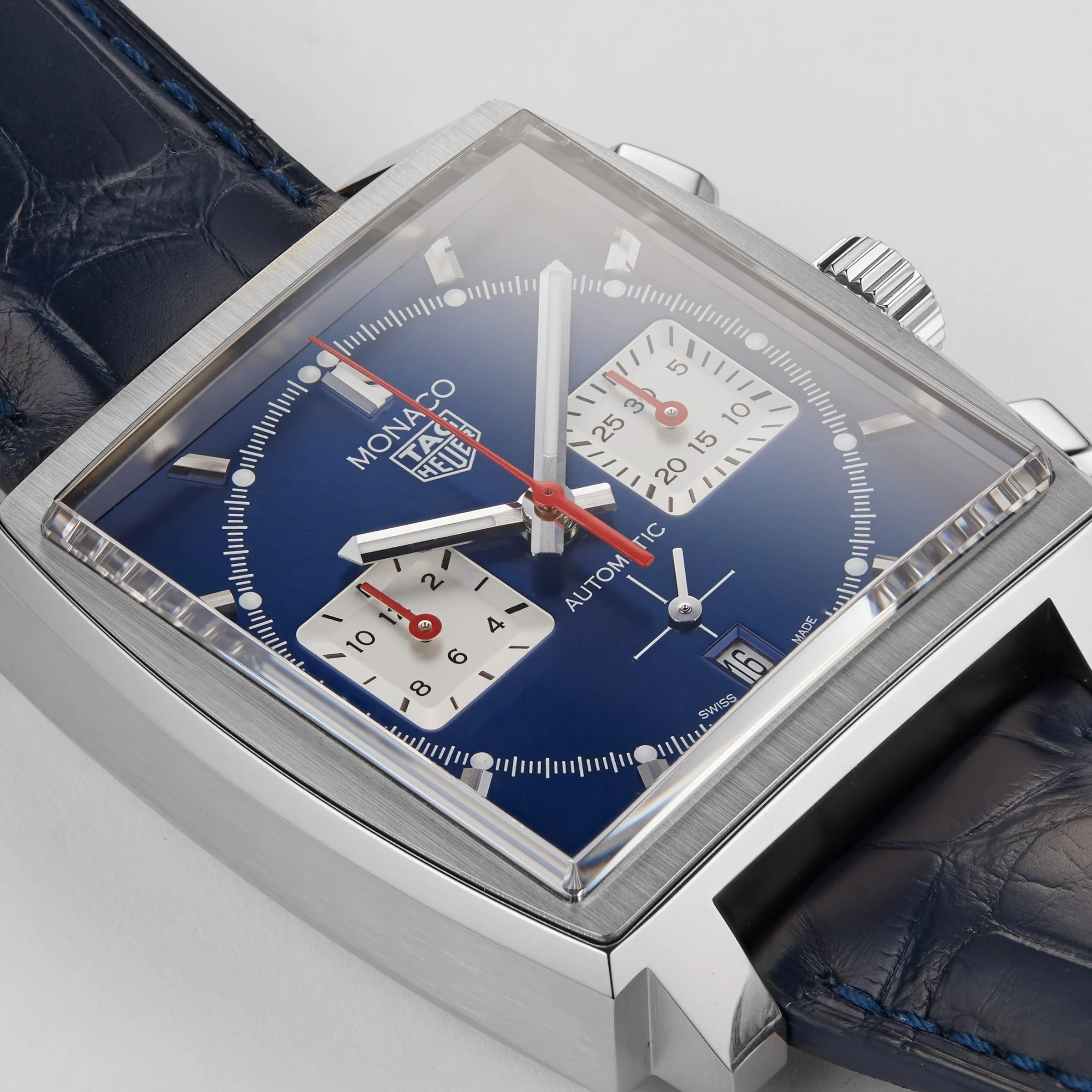 Monaco Chronograph | 39mm, Steel, Alligator Leather, Blue Dial - Image 9