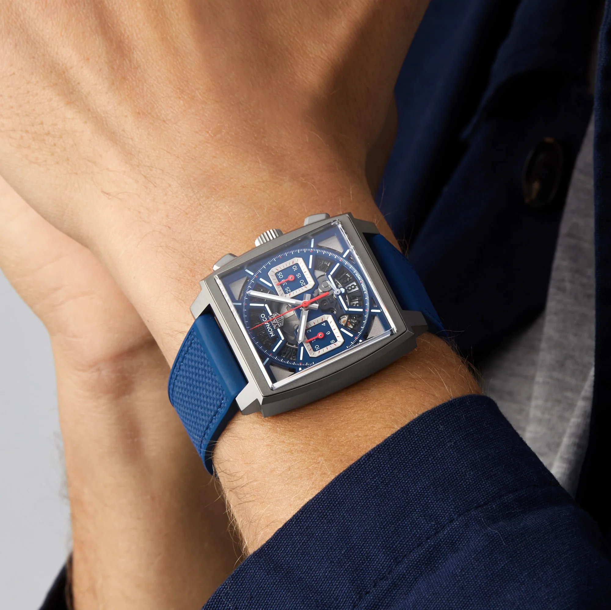Monaco Chronograph | 39mm, Titanium, Leather, Blue Dial, Silver Bezel - Image 9