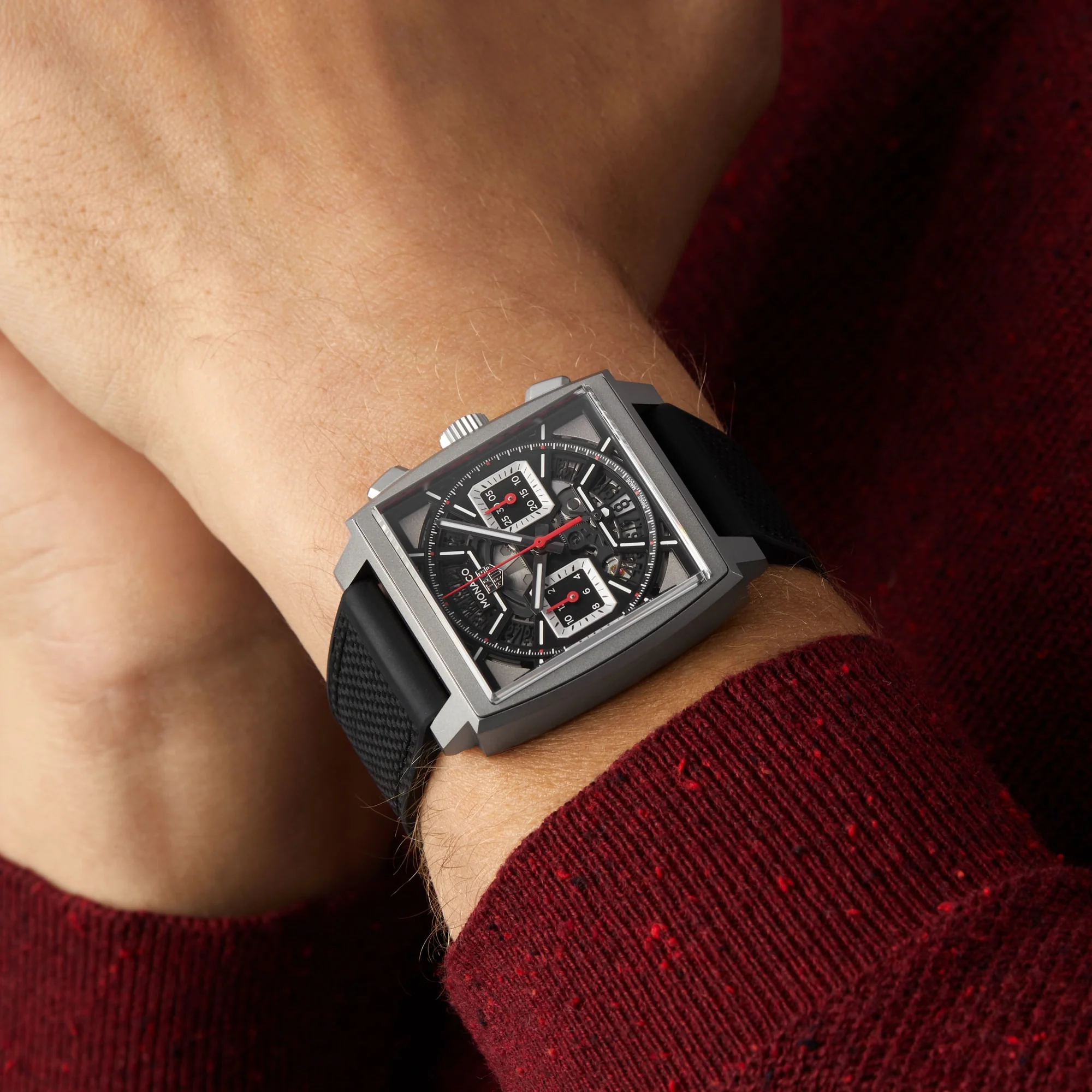 Monaco Chronograph | 39mm, Titanium, Leather, Black Dial - Image 9