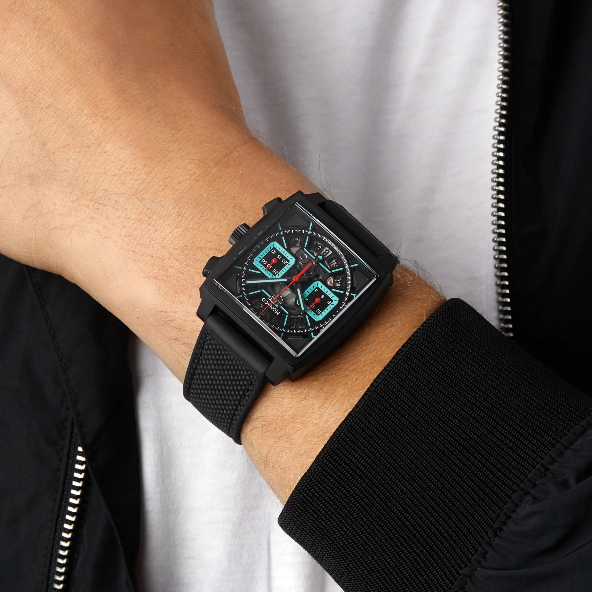 Monaco Chronograph | 39mm, Titanium DLC, Leather, Black Dial - Image 9