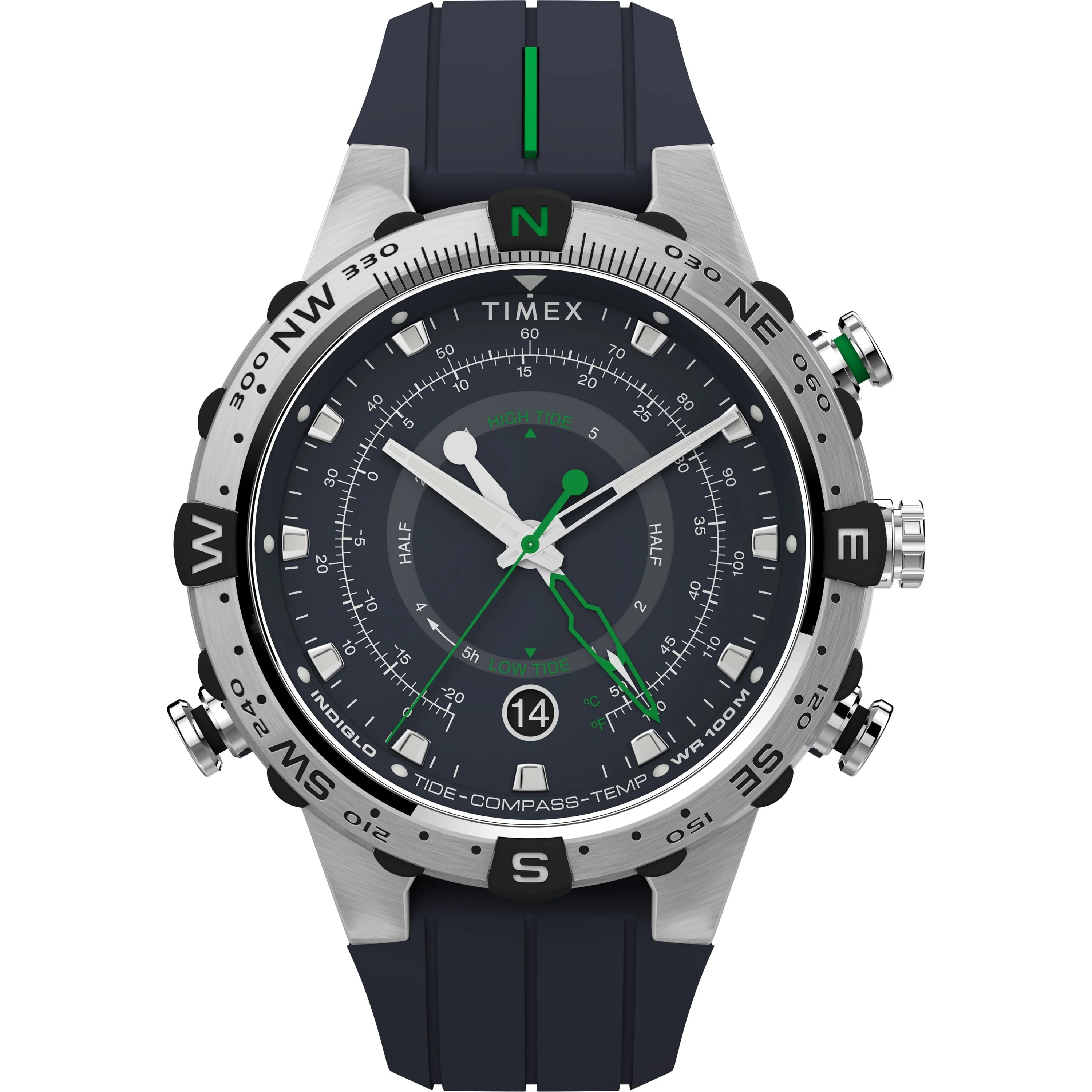 Expedition Tide-Temp-Compass | 45mm, Steel, Silicone, Blue Dial