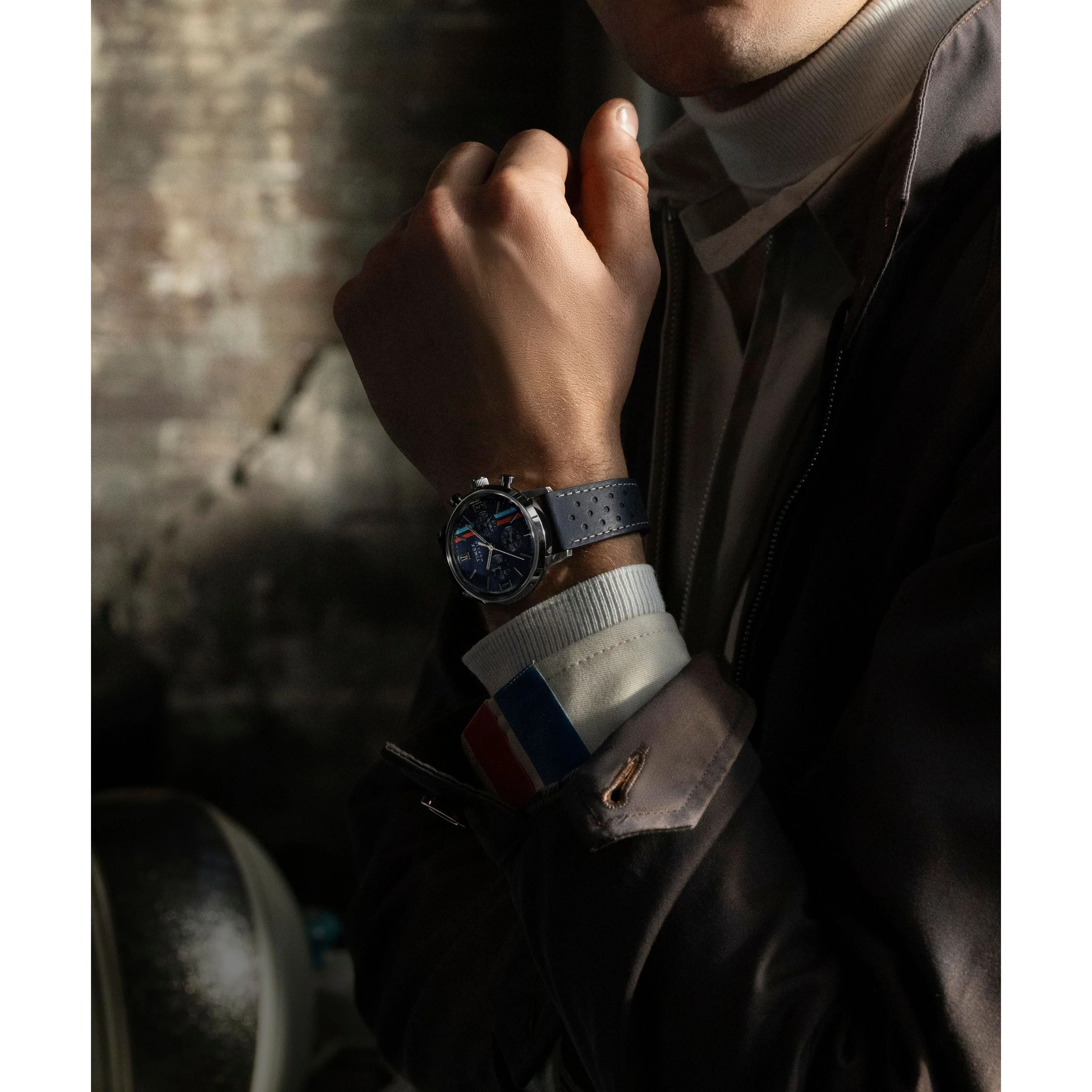 Marlin® Chronograph Tachymeter | 40mm, Steel, Leather, Blue Dial - Image 8