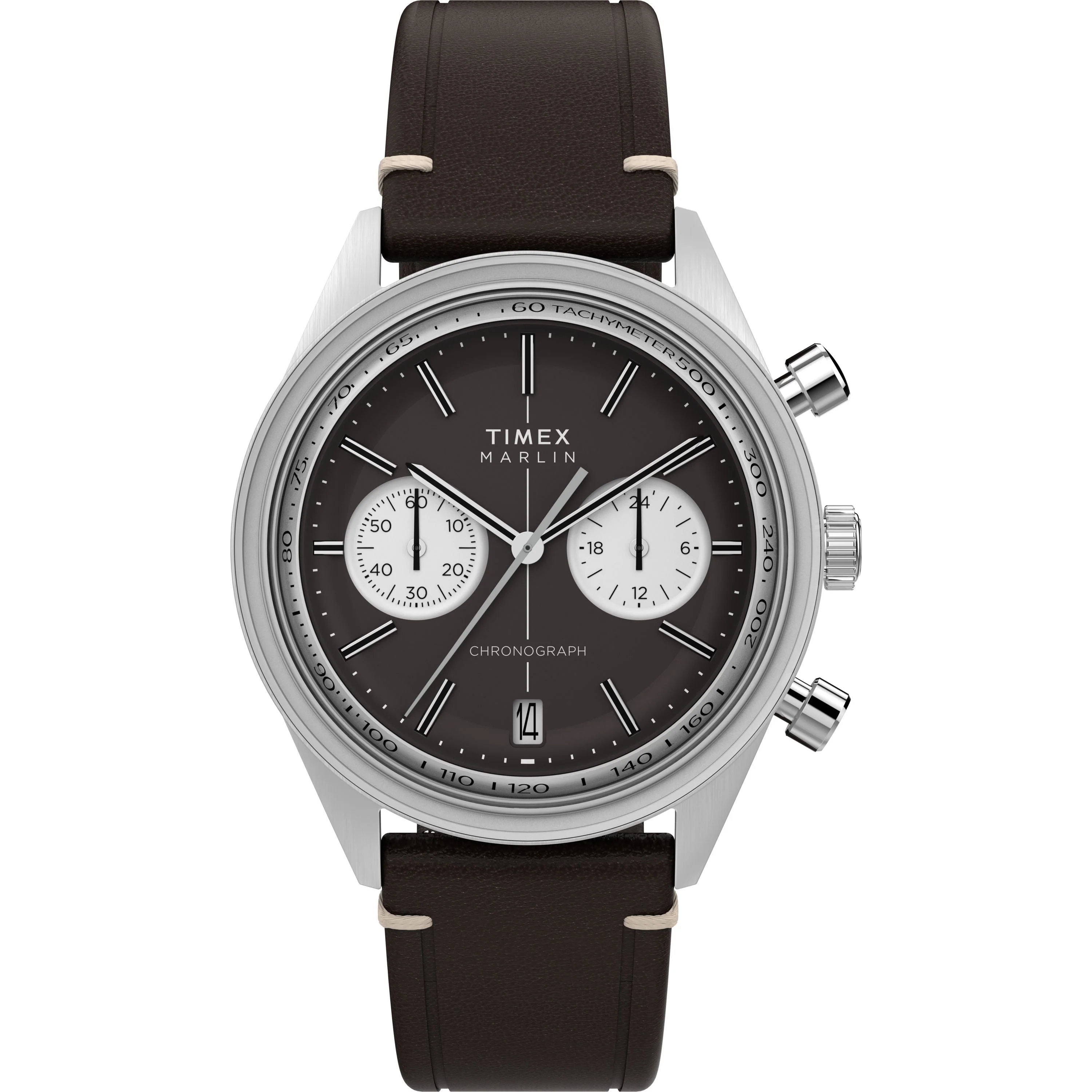 Marlin® Jet Quartz Chronograph | 40mm, Steel, Leather, Brown Dial