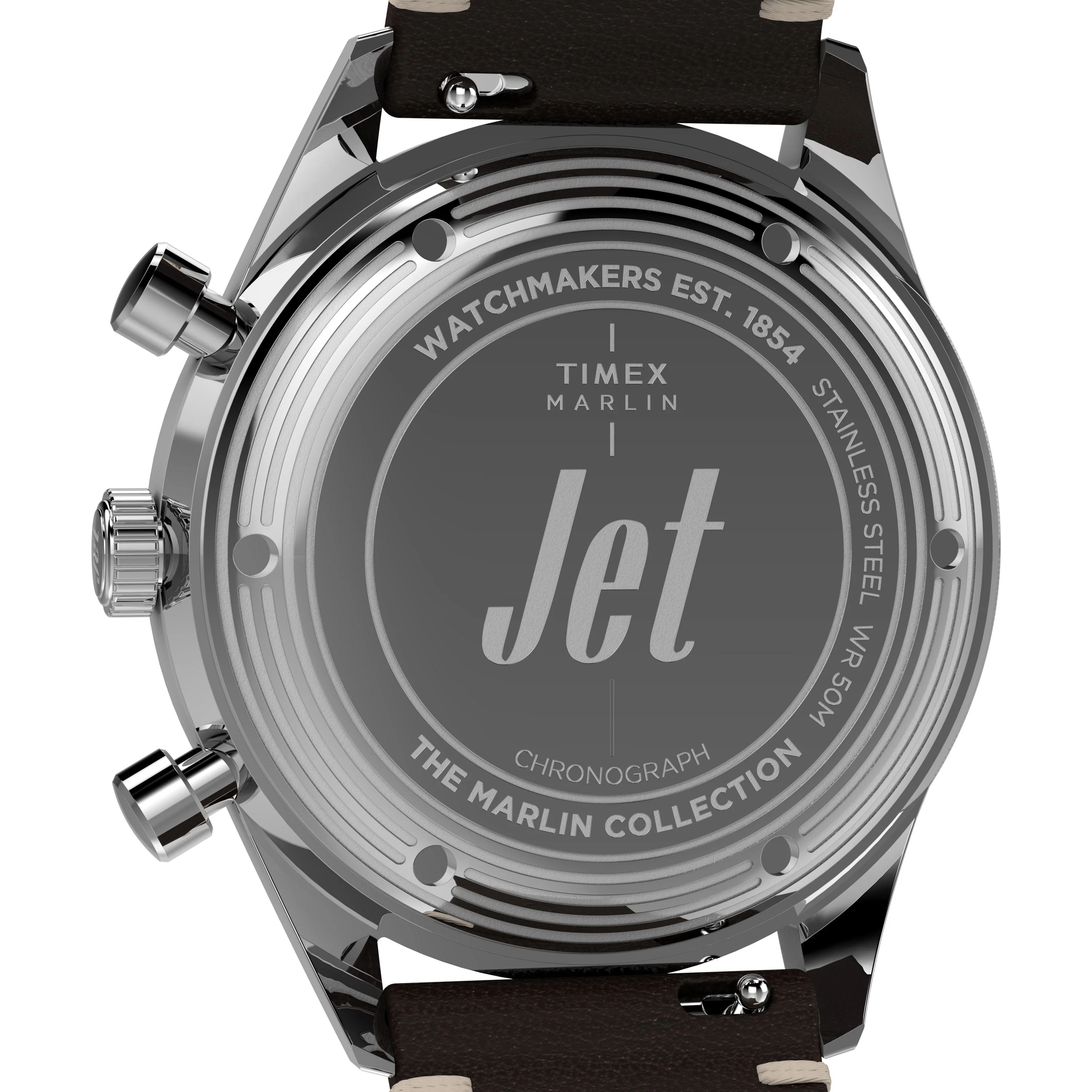 Marlin® Jet Quartz Chronograph | 40mm, Steel, Leather, Brown Dial - Image 4