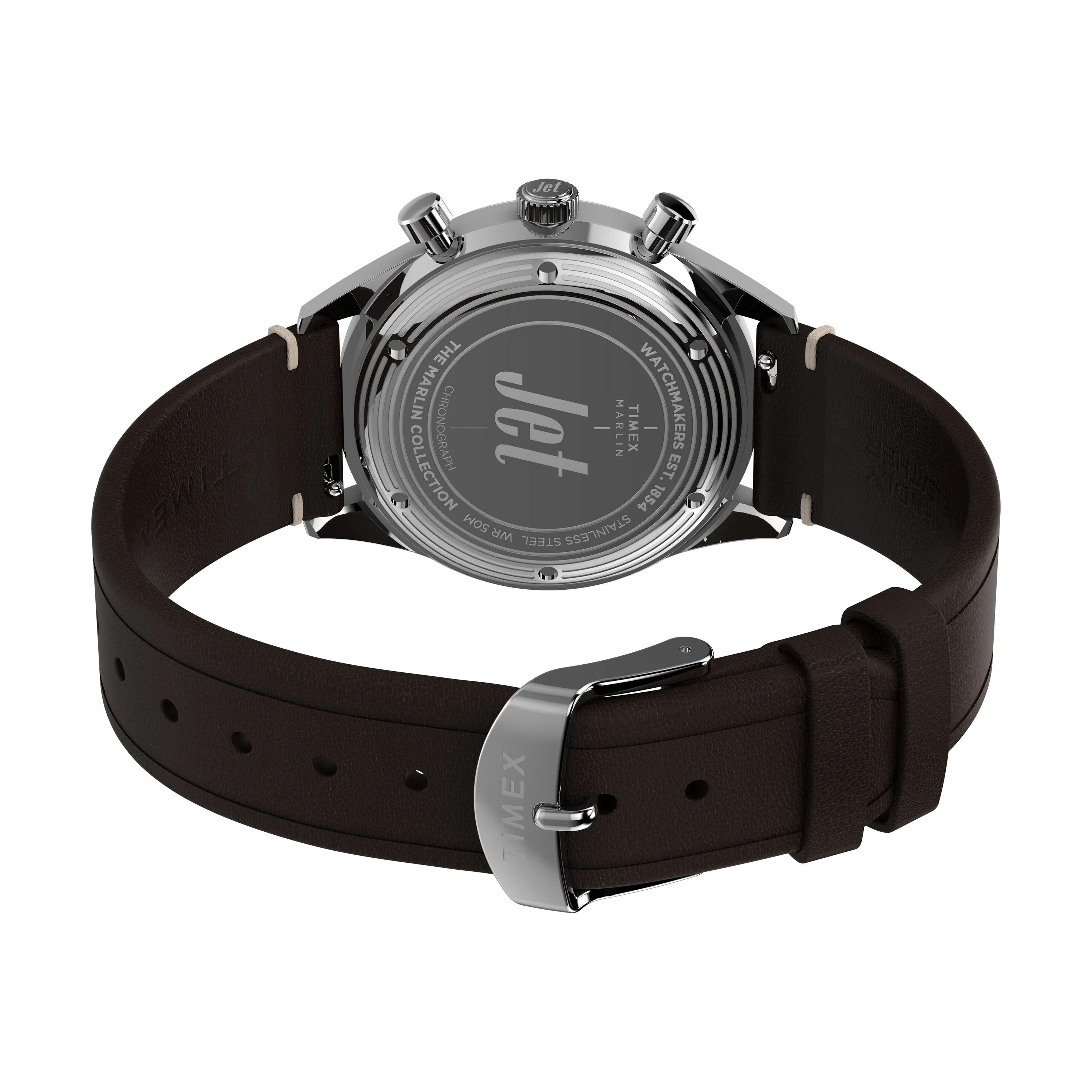 Marlin® Jet Quartz Chronograph | 40mm, Steel, Leather, Brown Dial - Image 5