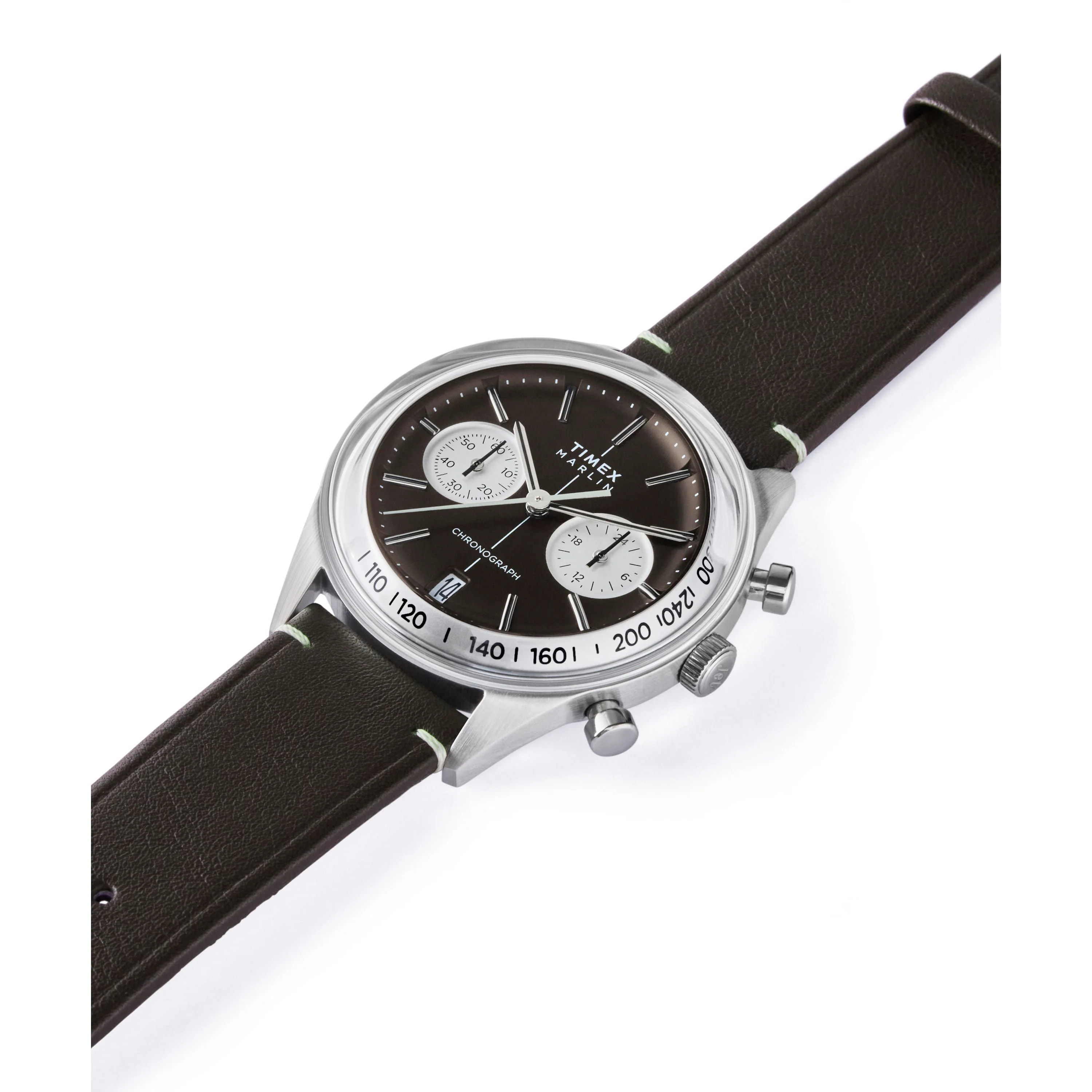 Marlin® Jet Quartz Chronograph | 40mm, Steel, Leather, Brown Dial - Image 6