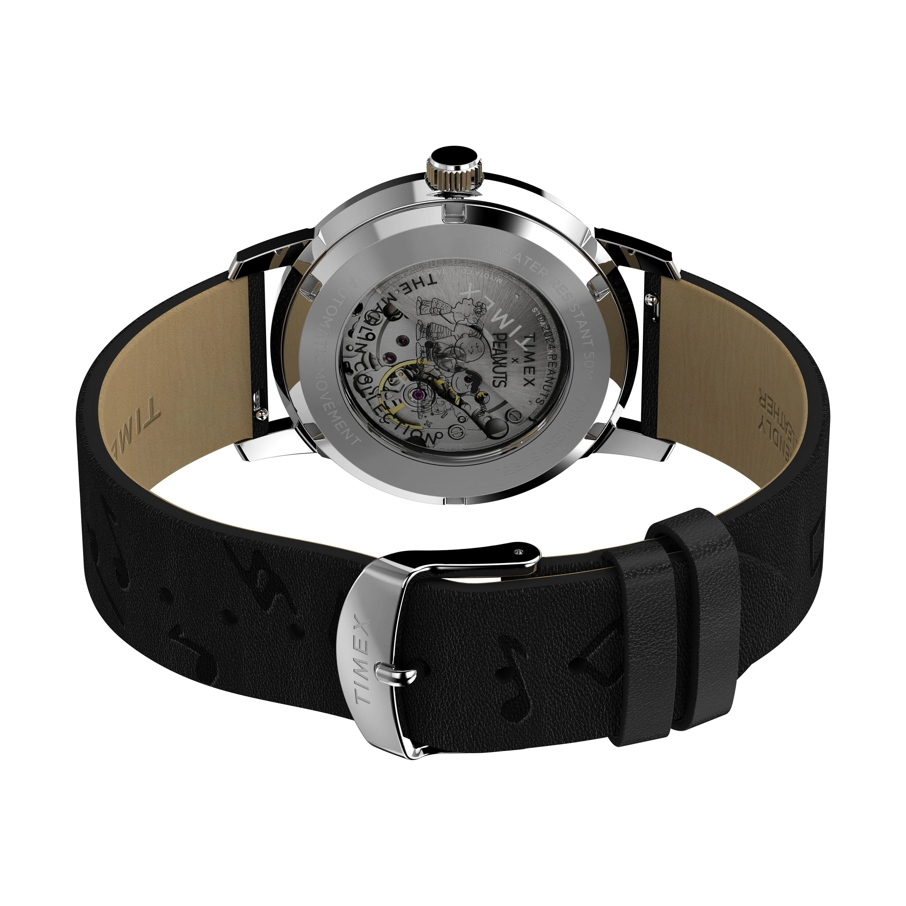 Timex x Peanuts Marlin® Automatic Saxophonist | 40mm, Steel, Leather, Silver Dial - Image 5