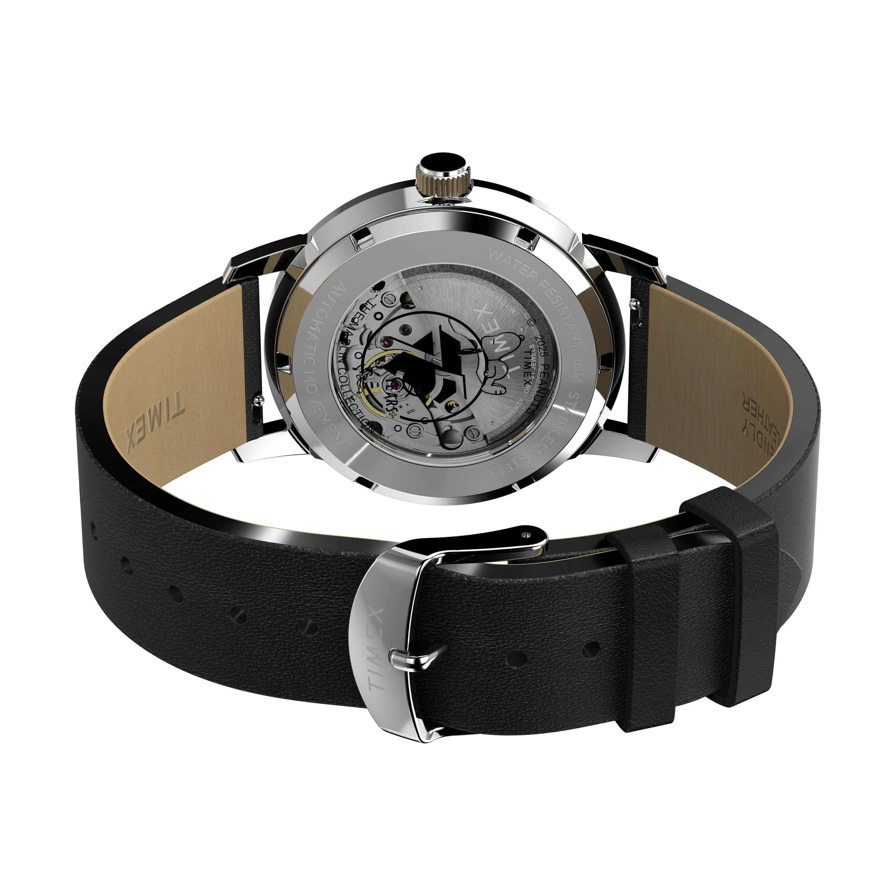 Timex x Peanuts® Marlin® Automatic 75th Anniversary Edition | 40mm, Steel, Leather, Silver Dial - Image 5