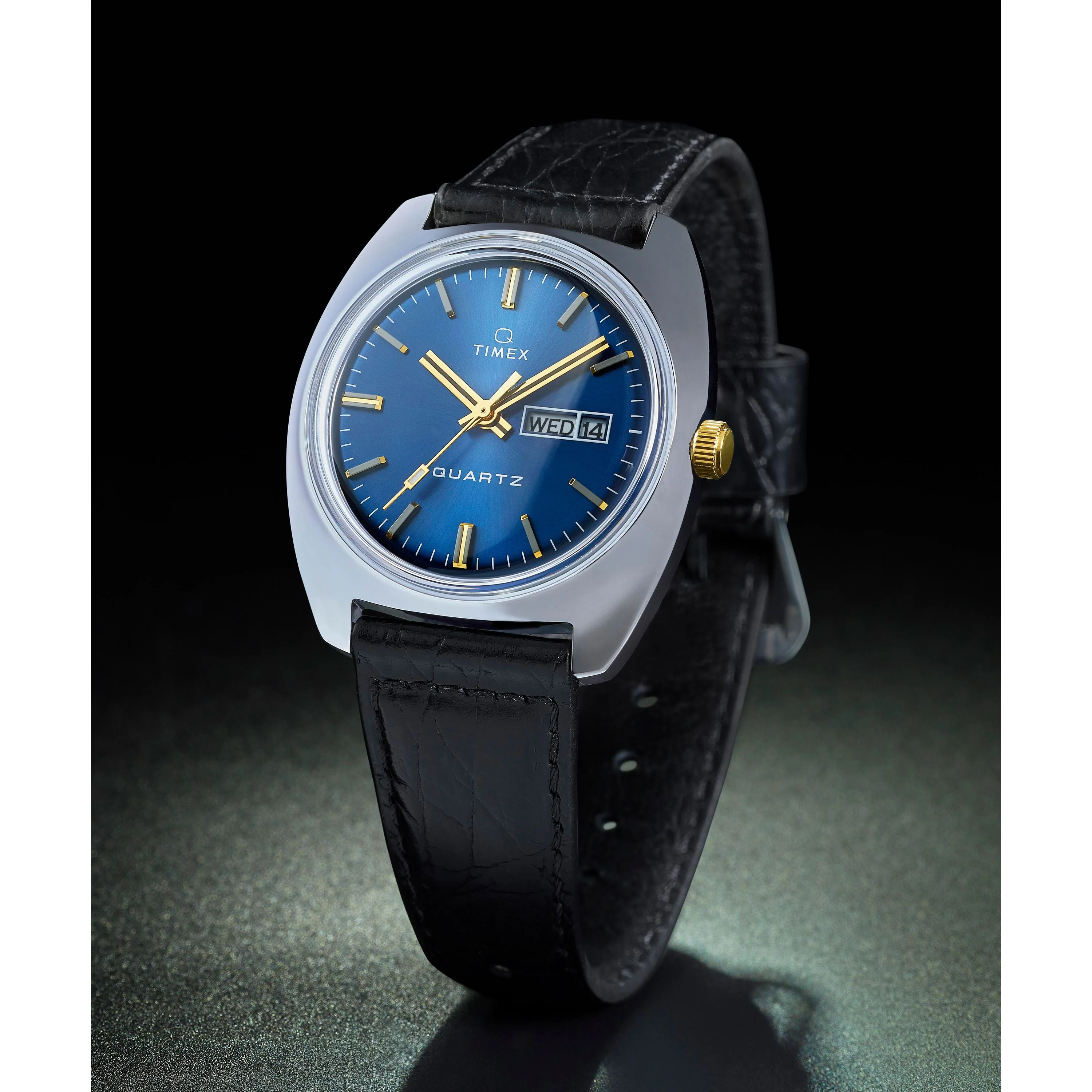 Q 1978 Day/Date | 37.5mm, Steel, Leather, Blue Dial - Image 6