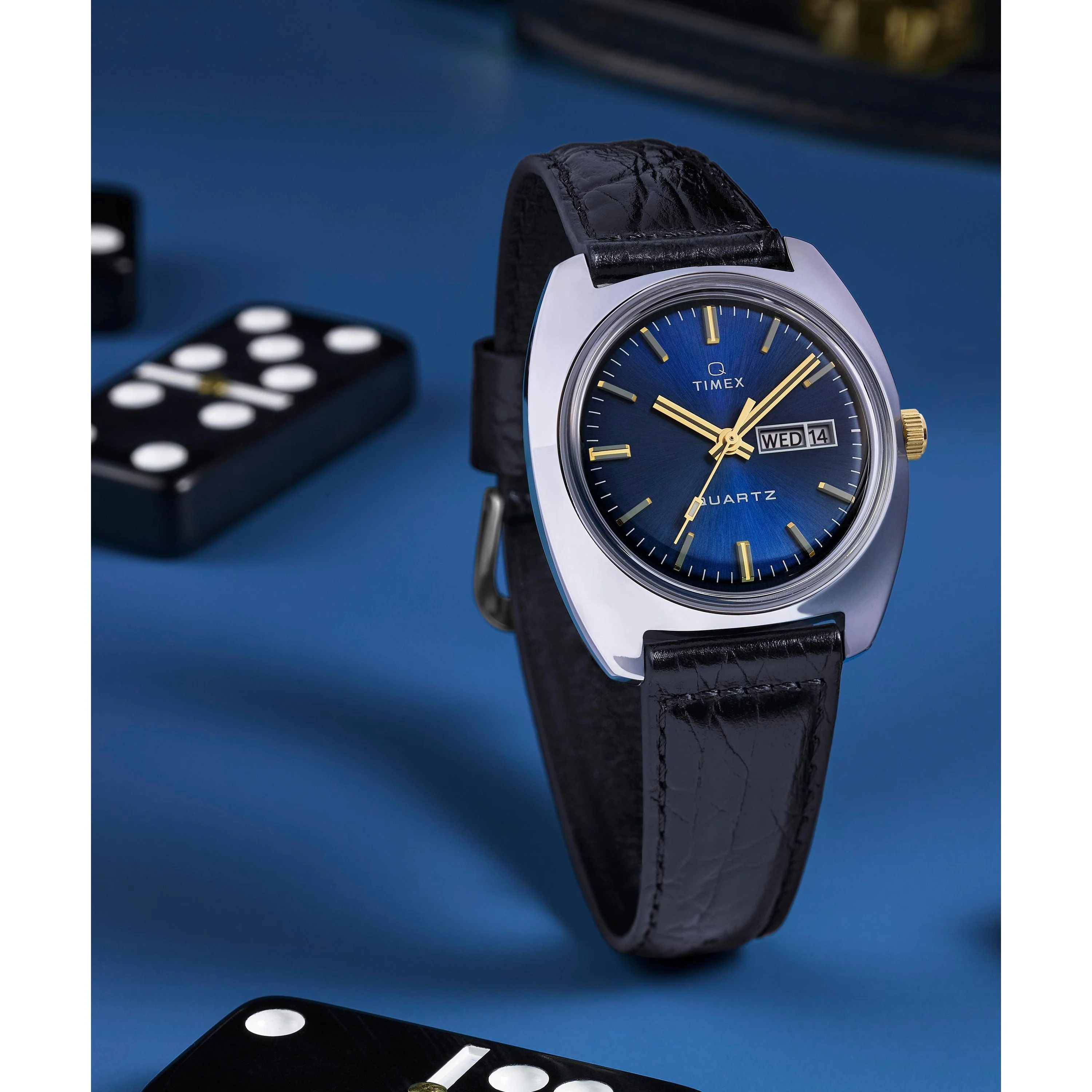 Q 1978 Day/Date | 37.5mm, Steel, Leather, Blue Dial - Image 7