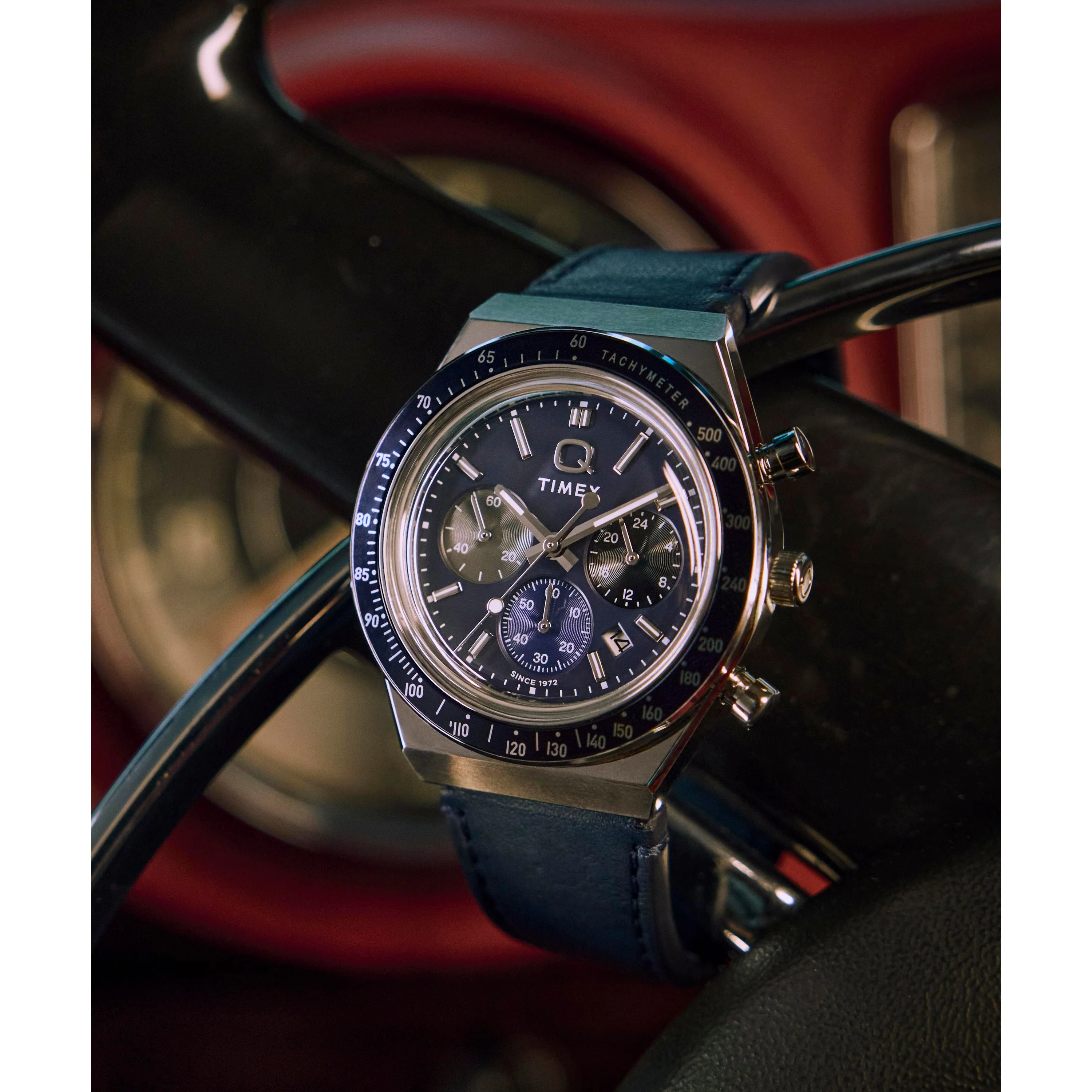 Q Chronograph | 40mm, Steel, Leather, Blue Dial - Image 9