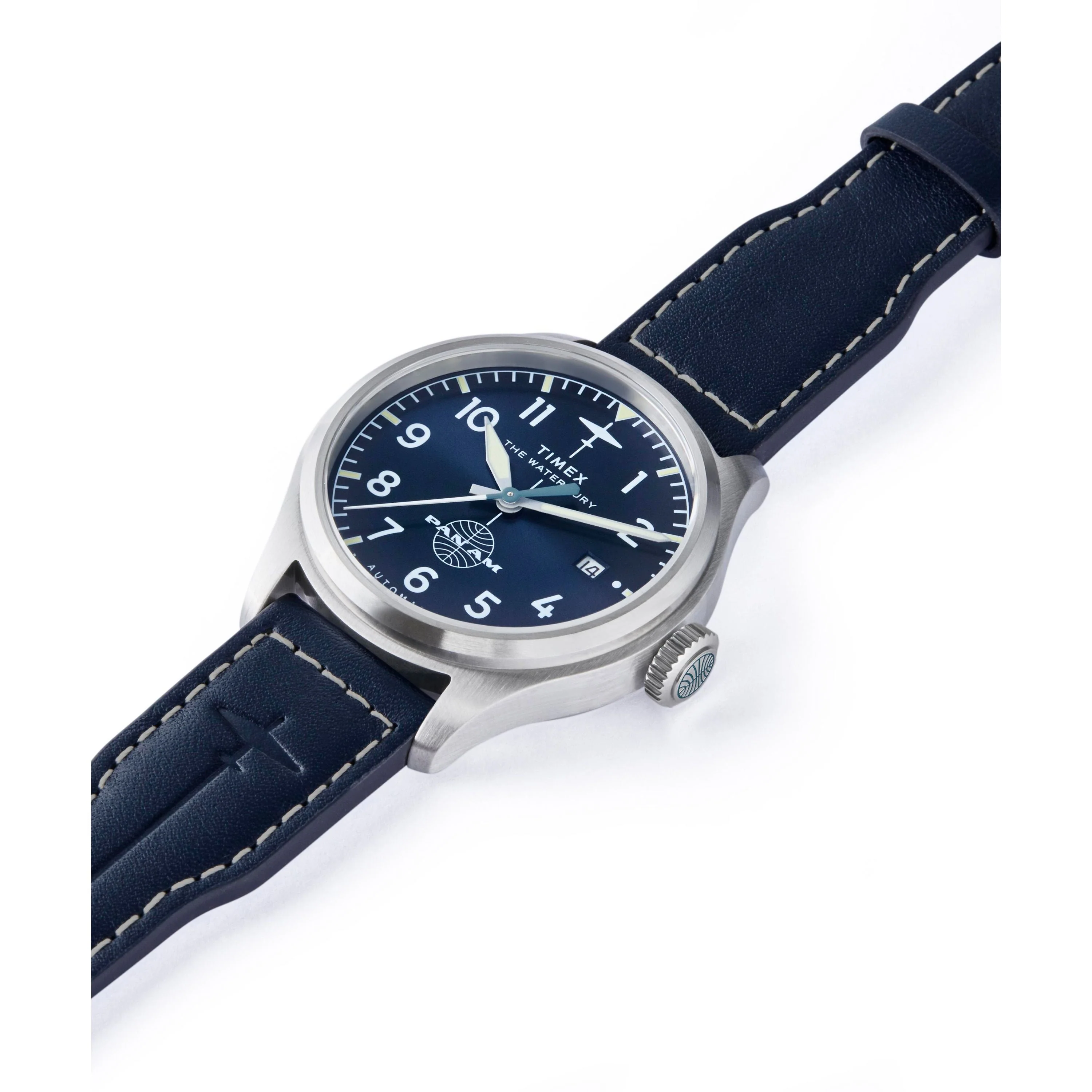 Timex x Pan Am® Waterbury Automatic Ace | 41mm, Steel, Leather, Blue Dial - Image 5