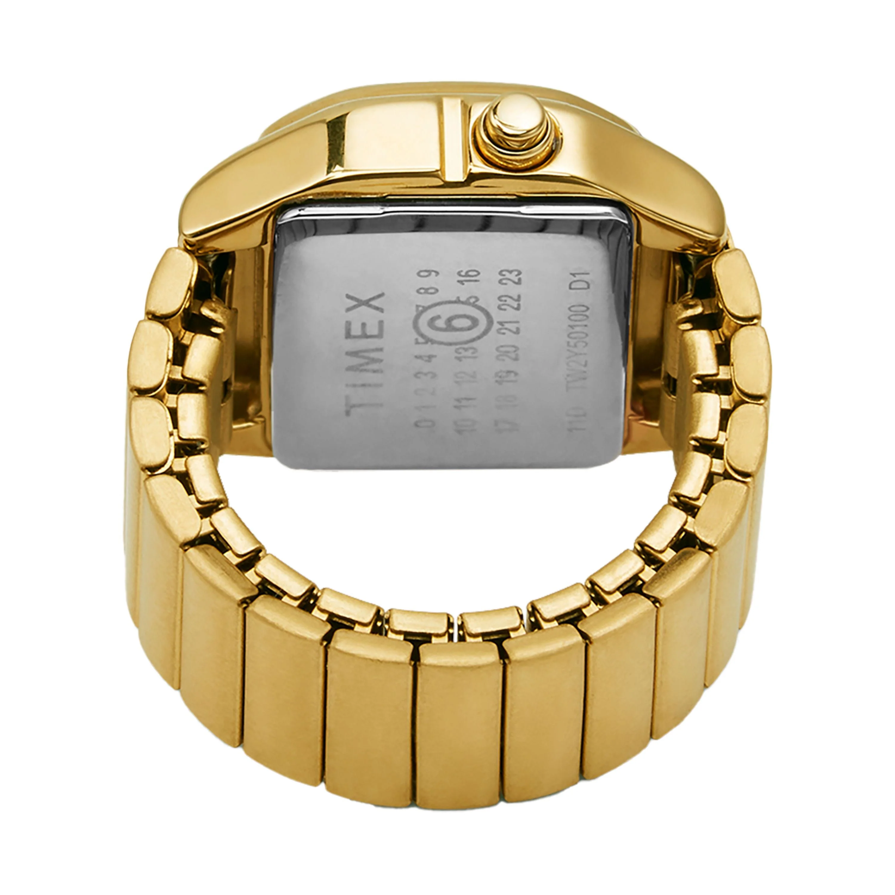 MM6 Gold Tone Digital Ring Watch S/M | 20mm, Steel, Black Dial - Image 3