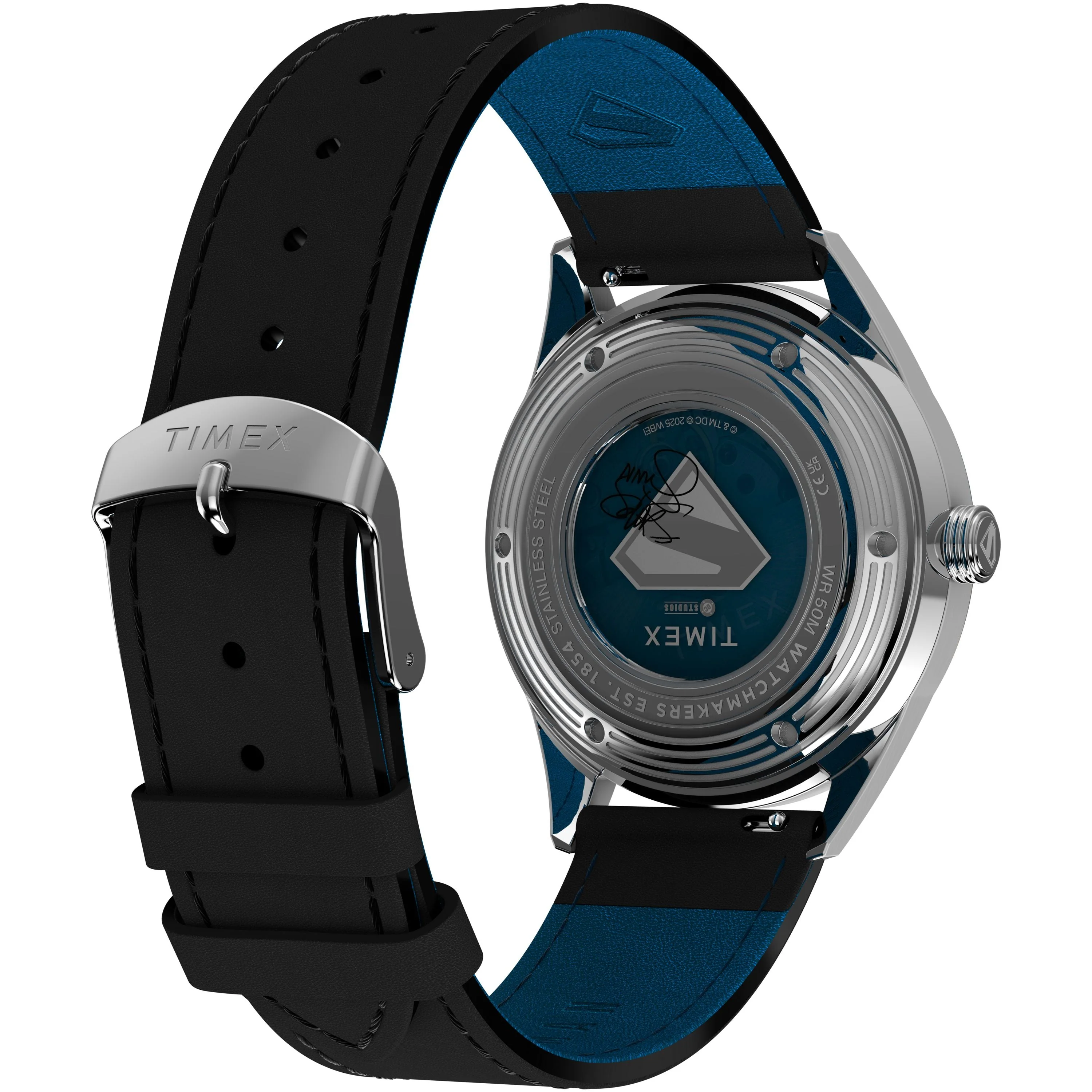 Timex x Superman Marlin® Jet Automatiic | 38mm, Steel, Leather, Blue Dial - Image 5