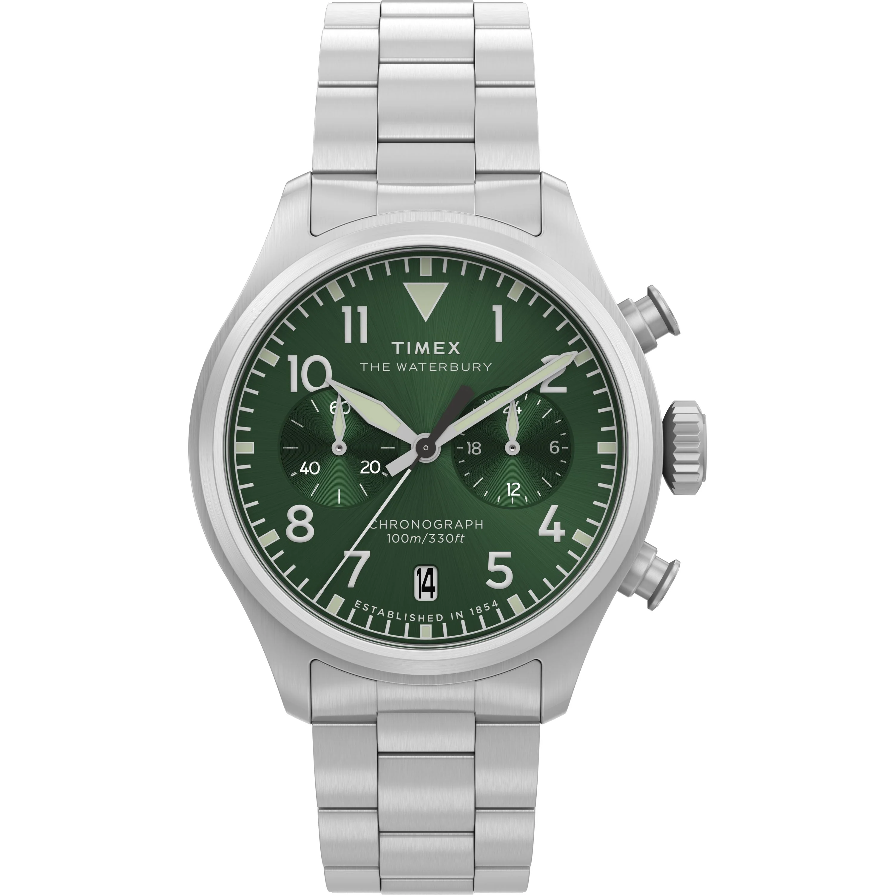 Waterbury Ace Chronograph | 41mm, Steel, Green Dial