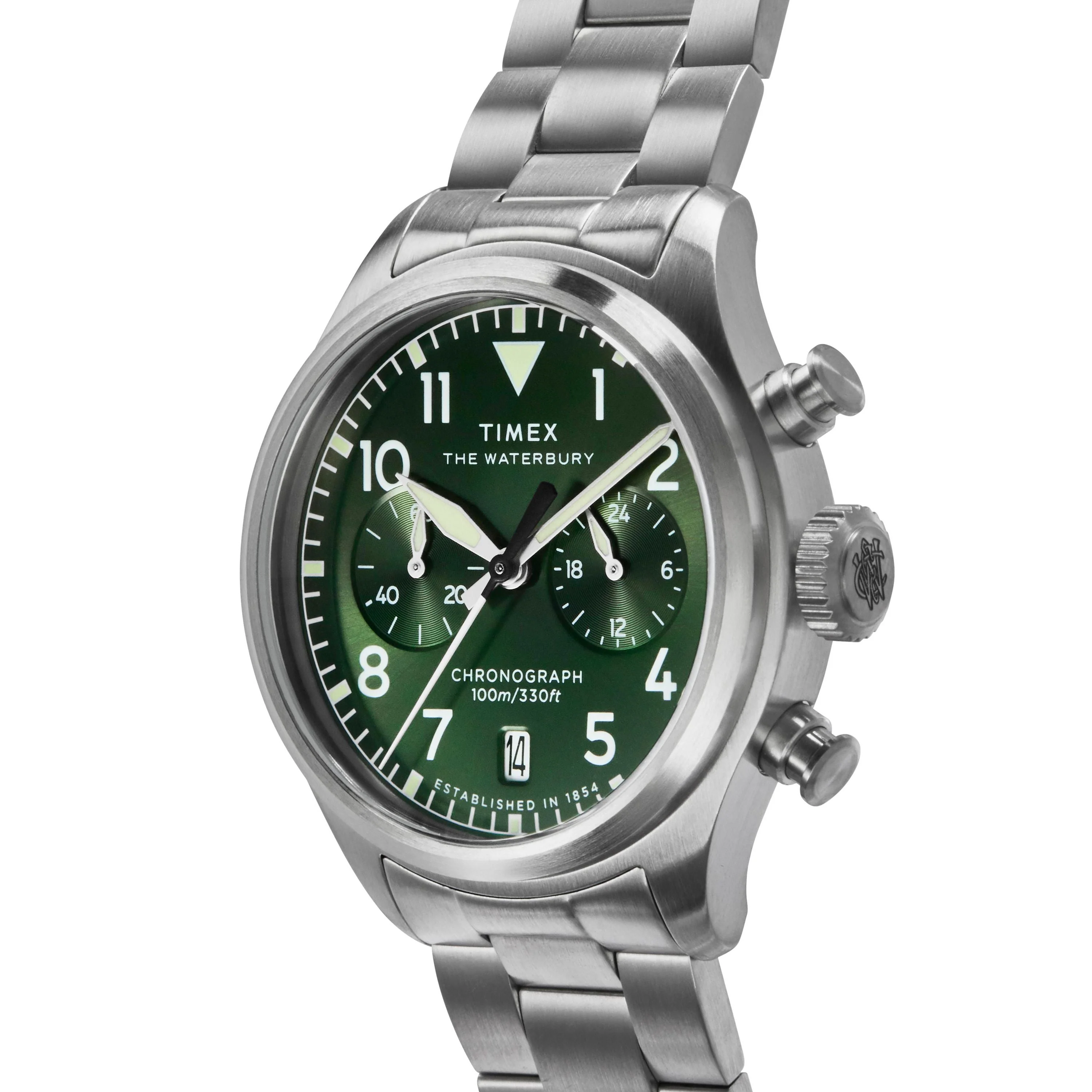 Waterbury Ace Chronograph | 41mm, Steel, Green Dial - Image 6