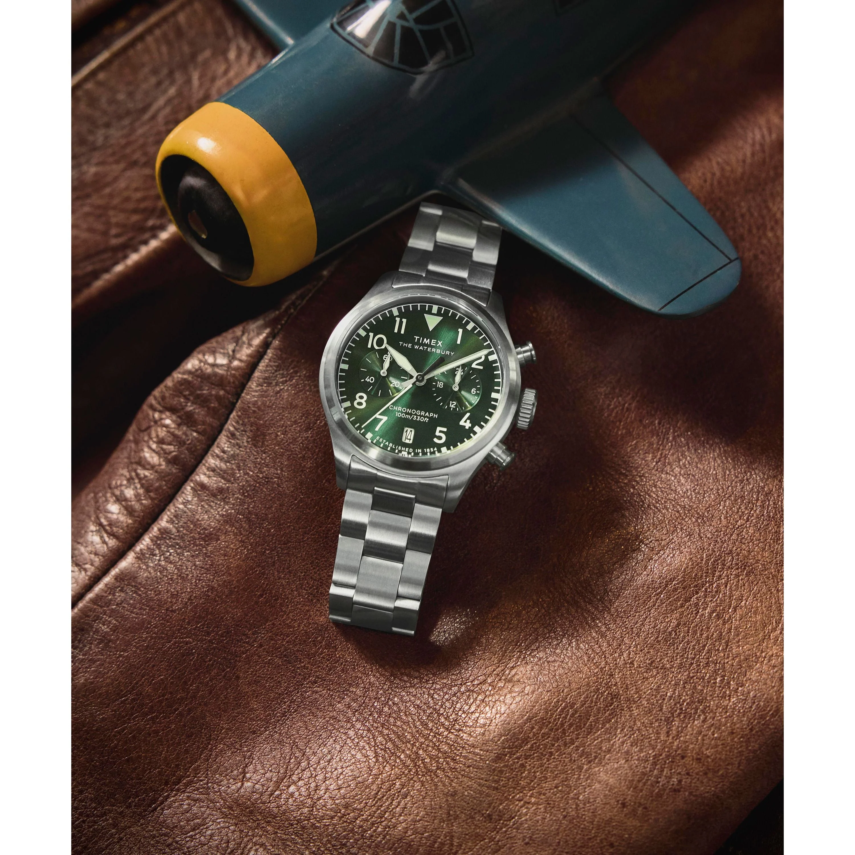 Waterbury Ace Chronograph | 41mm, Steel, Green Dial - Image 7