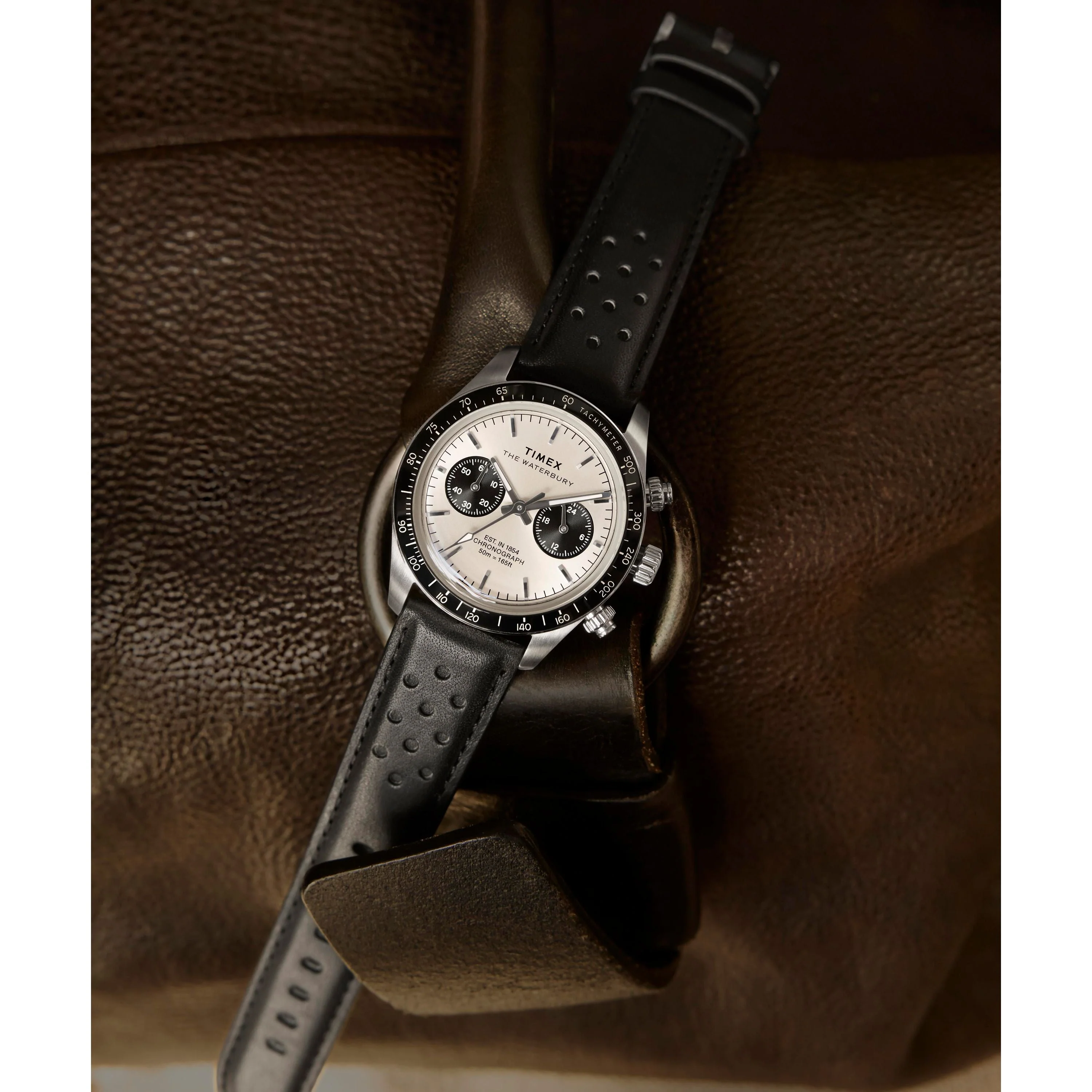 Waterbury Heritage Chronograph | 39mm, Steel, Leather, Silver Dial - Image 6