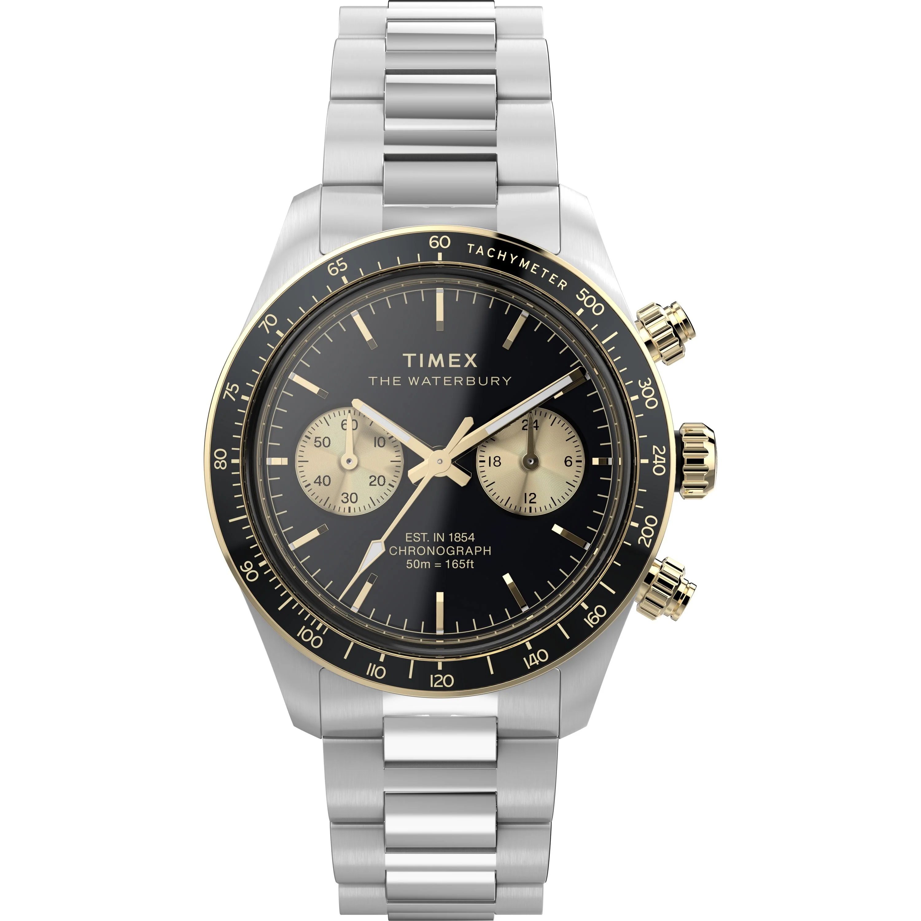 Waterbury Heritage Chronograph | 39mm, Steel, Black Dial