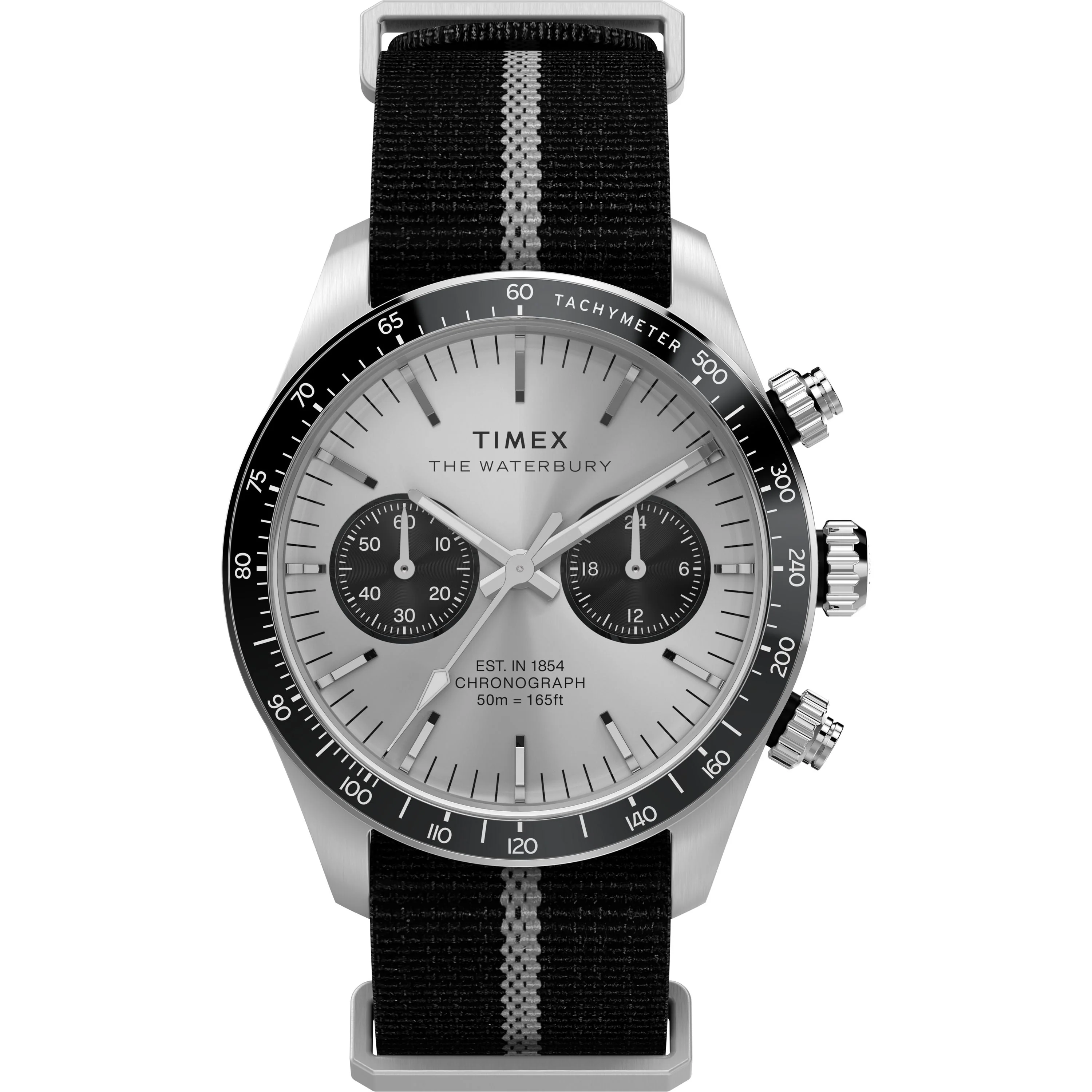 Waterbury Heritage Chronograph | 39mm, Steel, CANVAS, Silver Dial