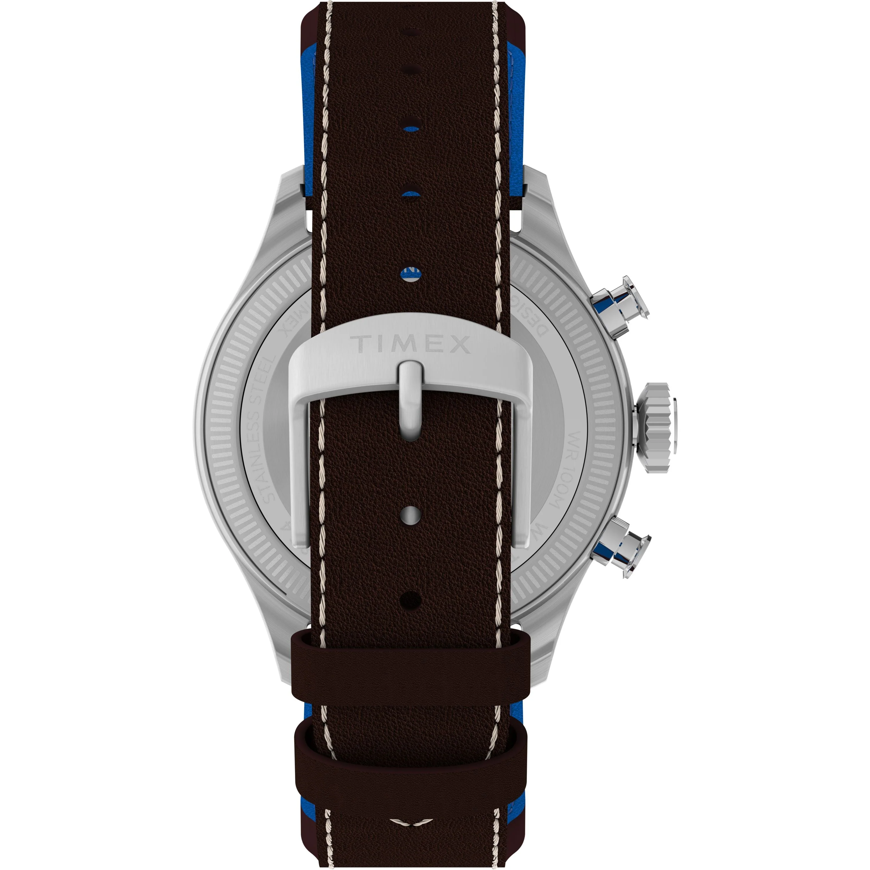 Timex x Pan Am® Waterbury Ace Chronograph | 41mm, Steel, Leather, Silver Dial - Image 3