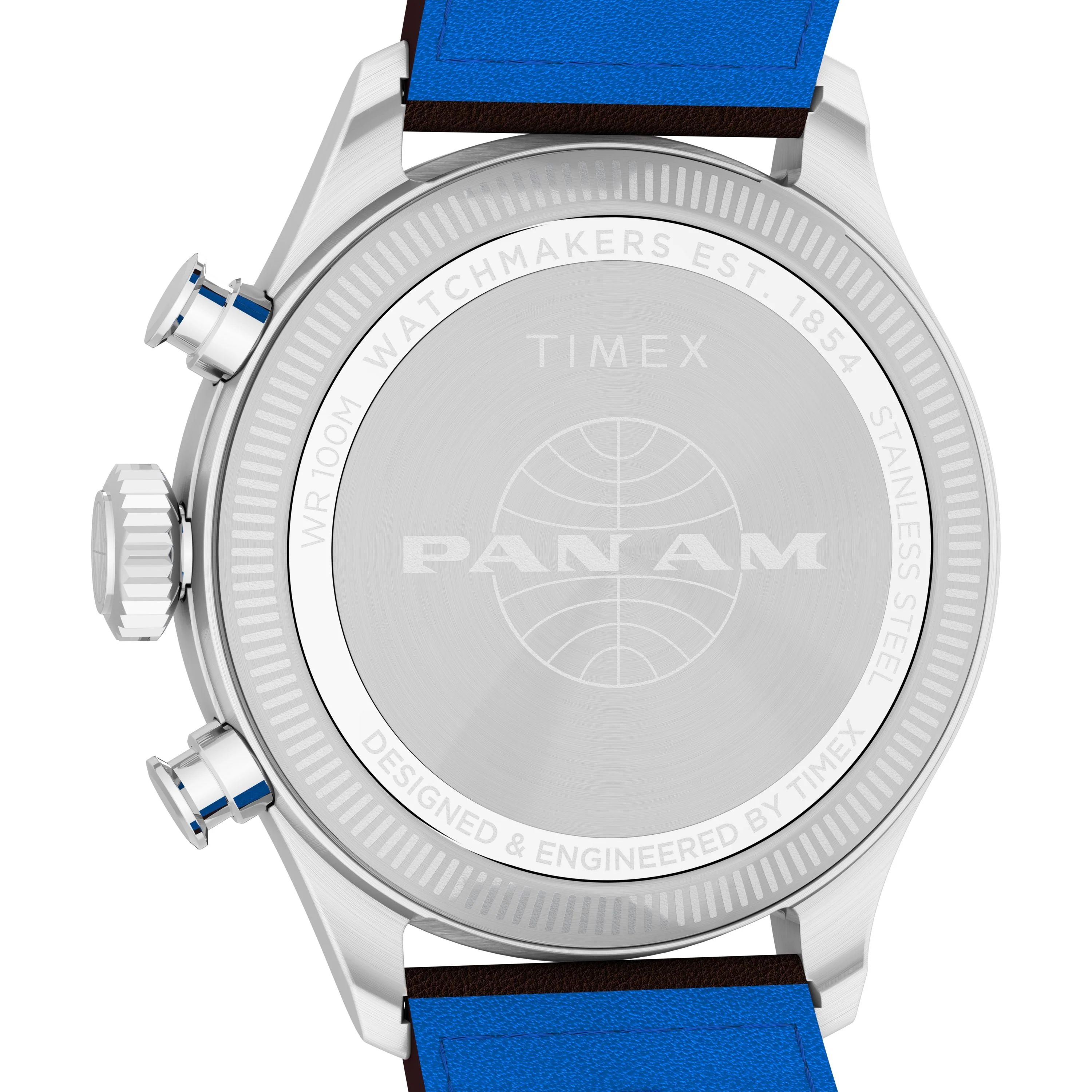 Timex x Pan Am® Waterbury Ace Chronograph | 41mm, Steel, Leather, Silver Dial - Image 4