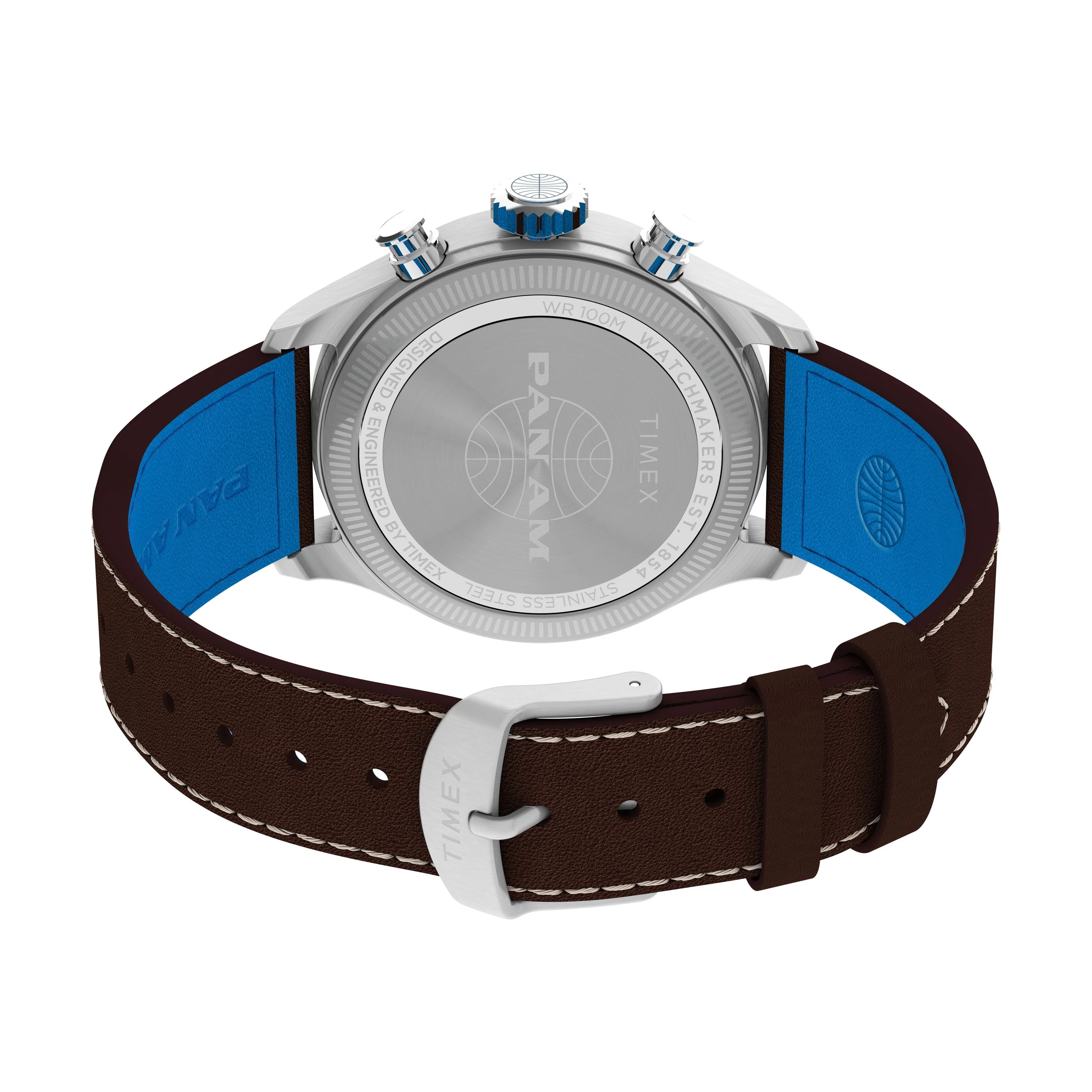 Timex x Pan Am® Waterbury Ace Chronograph | 41mm, Steel, Leather, Silver Dial - Image 5