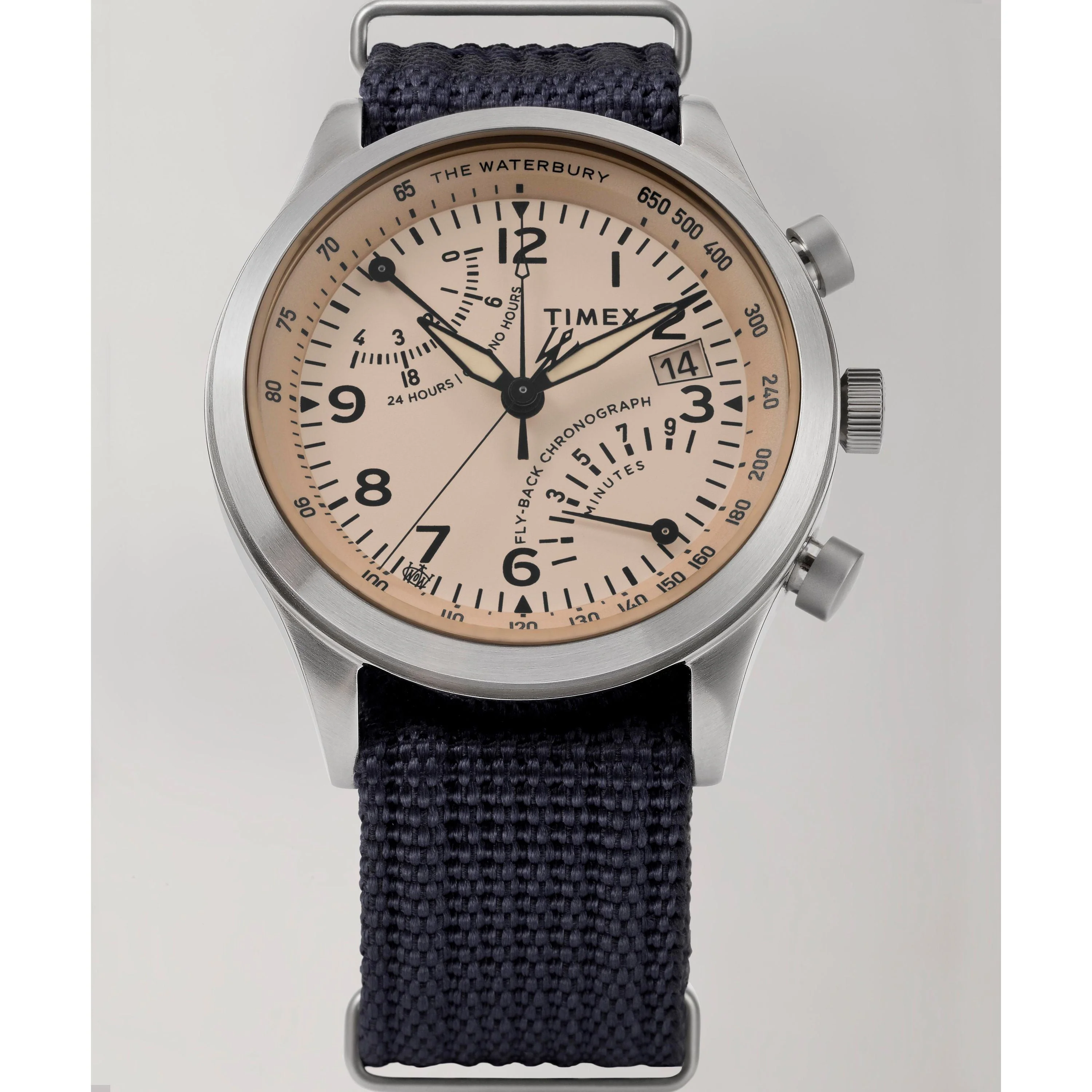 Waterbury Traditional Fly-Back Chronograph | 43mm, Steel, CANVAS, Pink Dial - Image 6