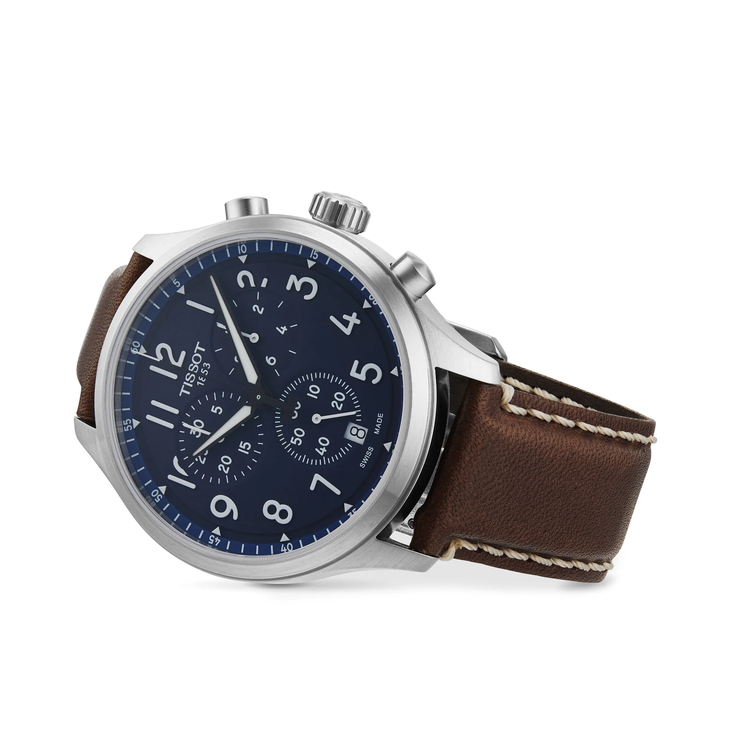 Chrono XL Vintage | 45mm, Steel, Leather, Blue Dial - Image 5