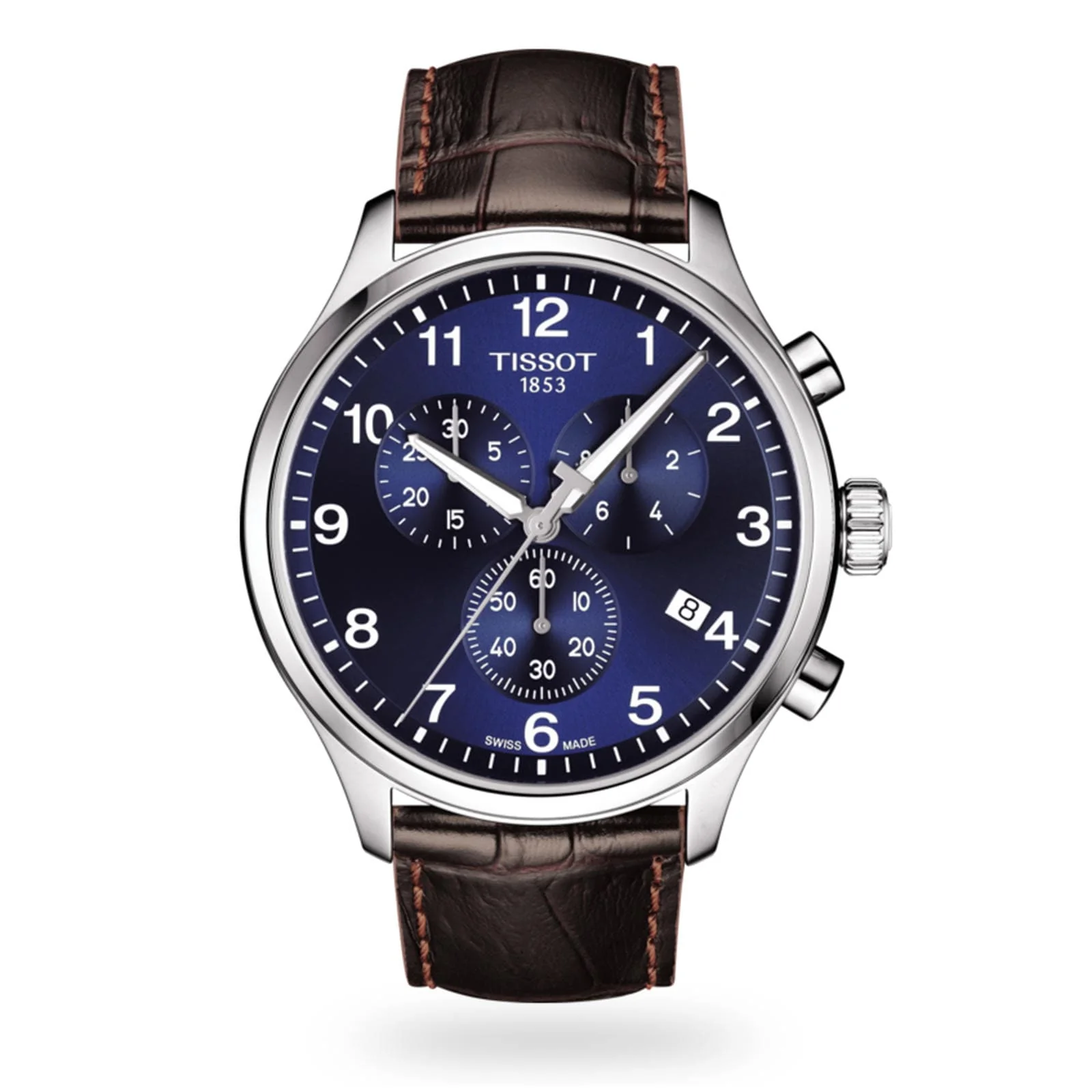 Chrono XL Classic | 45mm, Steel, Leather, Blue Dial, Silver Bezel