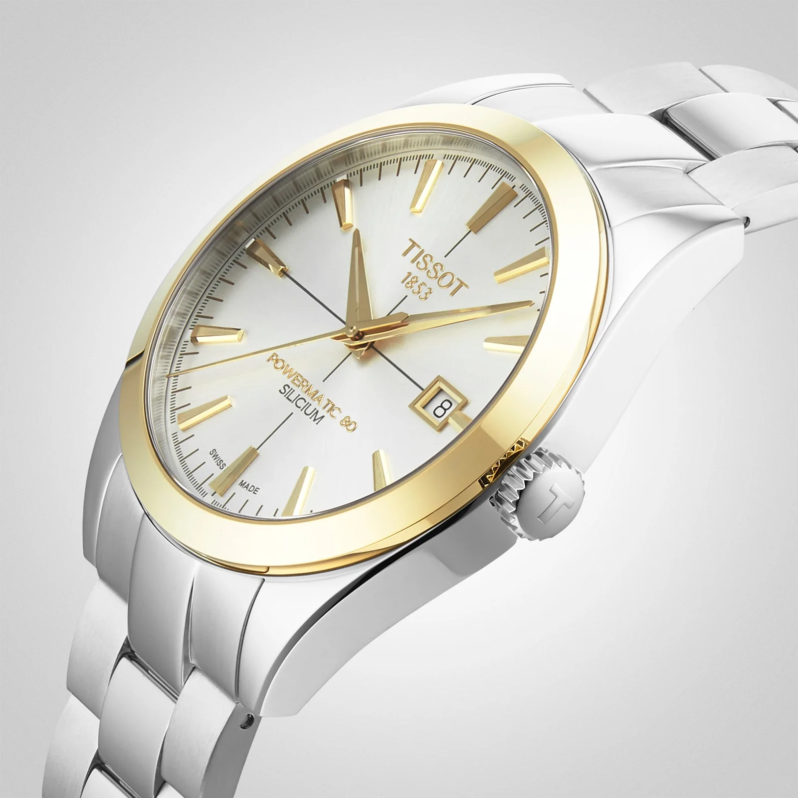 Gentleman Powermatic 80 Silicium Solid 18K Gold Bezel | 40mm, Two-Tone Steel & 18K Yellow Gold, Steel, Silver Dial - Image 6