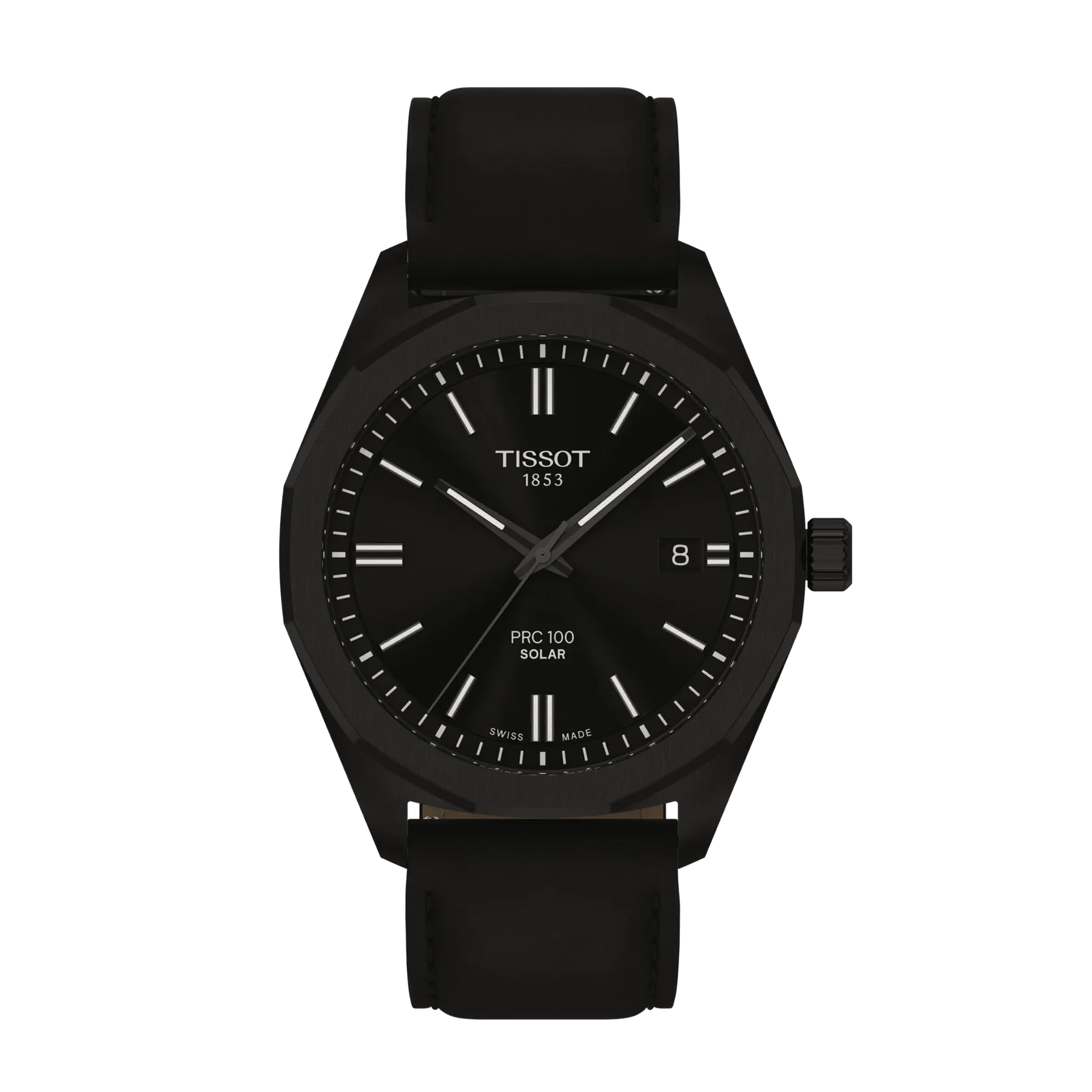 PRC 100 Solar 39 | 39mm, Steel & PVD Black, Leather, Black Dial